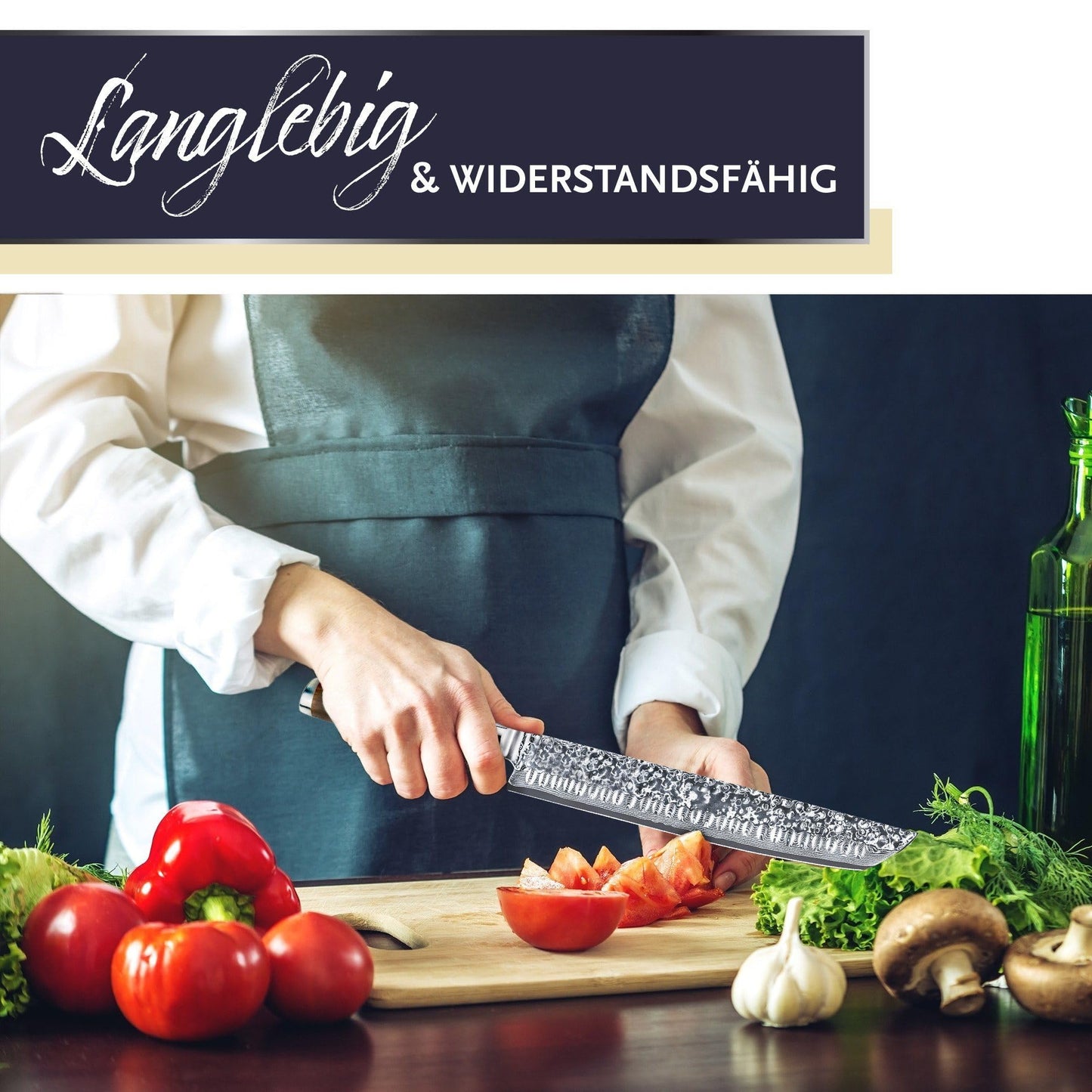adelmayer® Damascus Knife - Brisket Knife (Blade: 26 cm) - Carving Knife made of Japanese Damascus steel with kullenschliff - extra-long knife for BBQ meat and beef brisket (no extras)