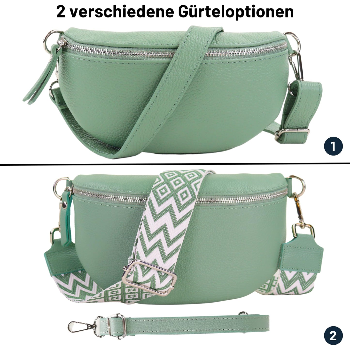 Blade leather fanny pack for women, stylish waist bag with 2 patterned and leather removable & adjustable wide belts, crossbody bag for women, high-quality chest bag for ladies