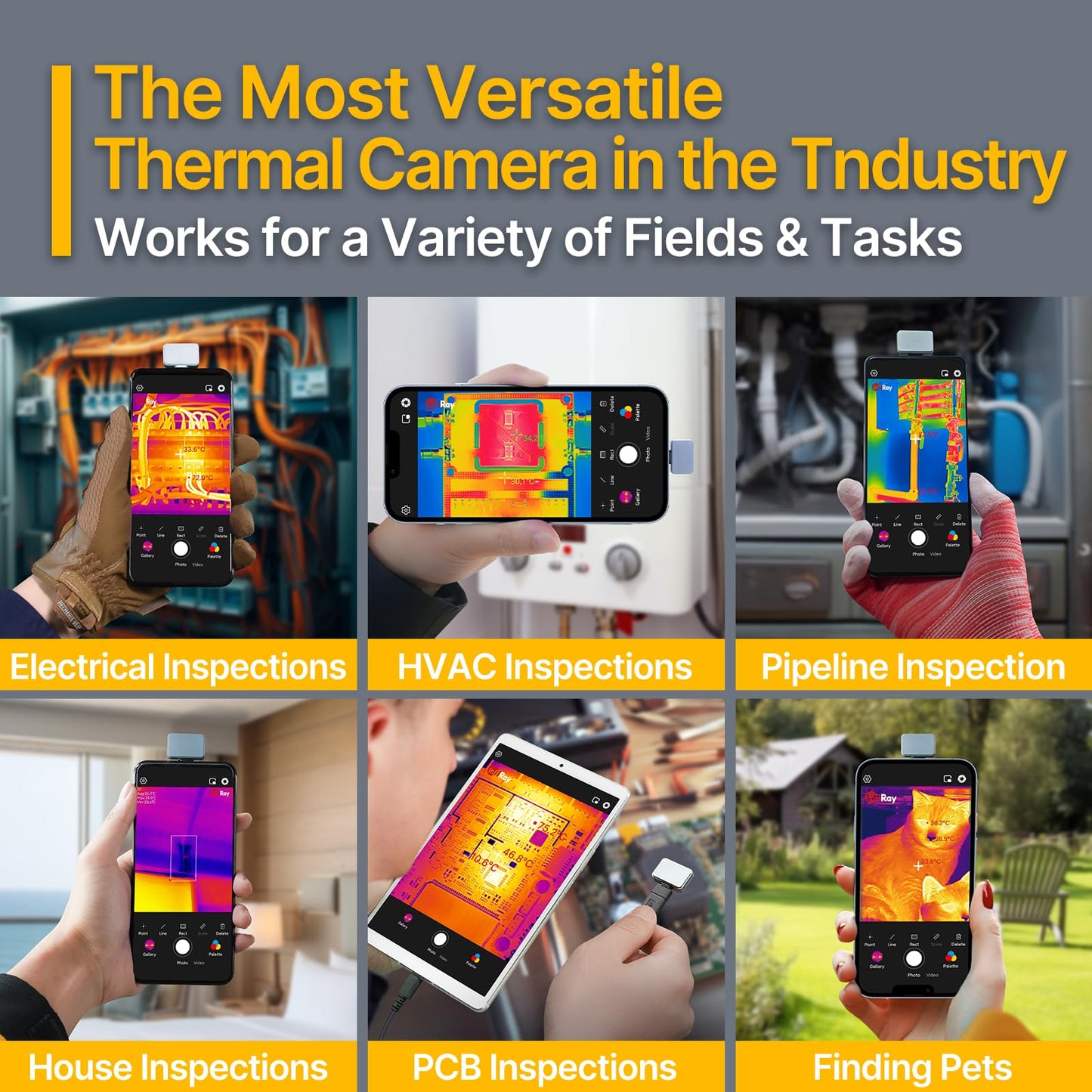 Thermal camera - Android Type-C, InfiRay P2 Pro, magnetic macro lens, 9g all-metal housing, 25Hz, Engineer Pro-class infrared thermal camera for industry, home, circuit board inspection.