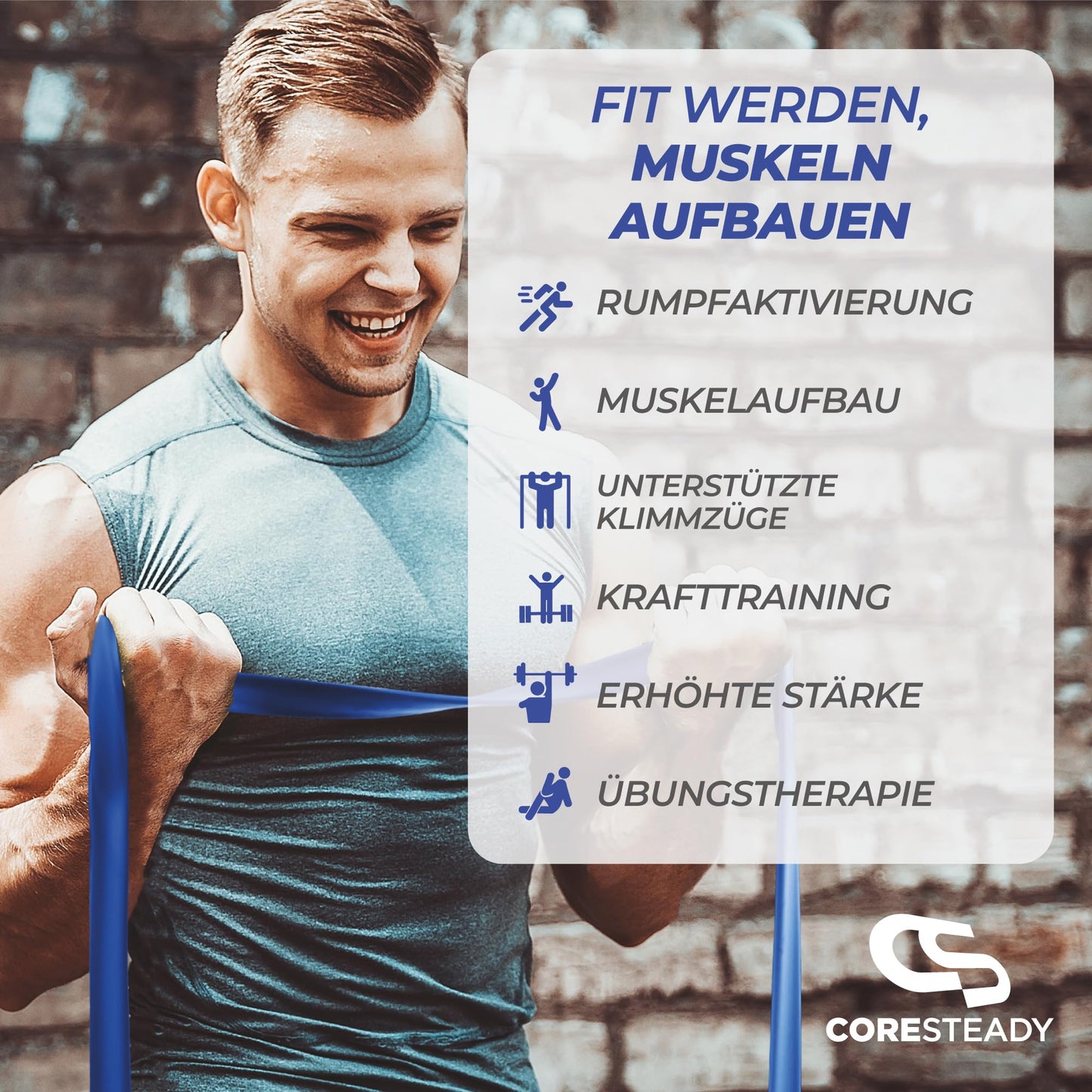 Coresteady fitness band and rubber band sport - Durable pull-up band made of rubber for men and women - Strength training and muscle building - Workout, fitness, pull-up assistance - Fitness band