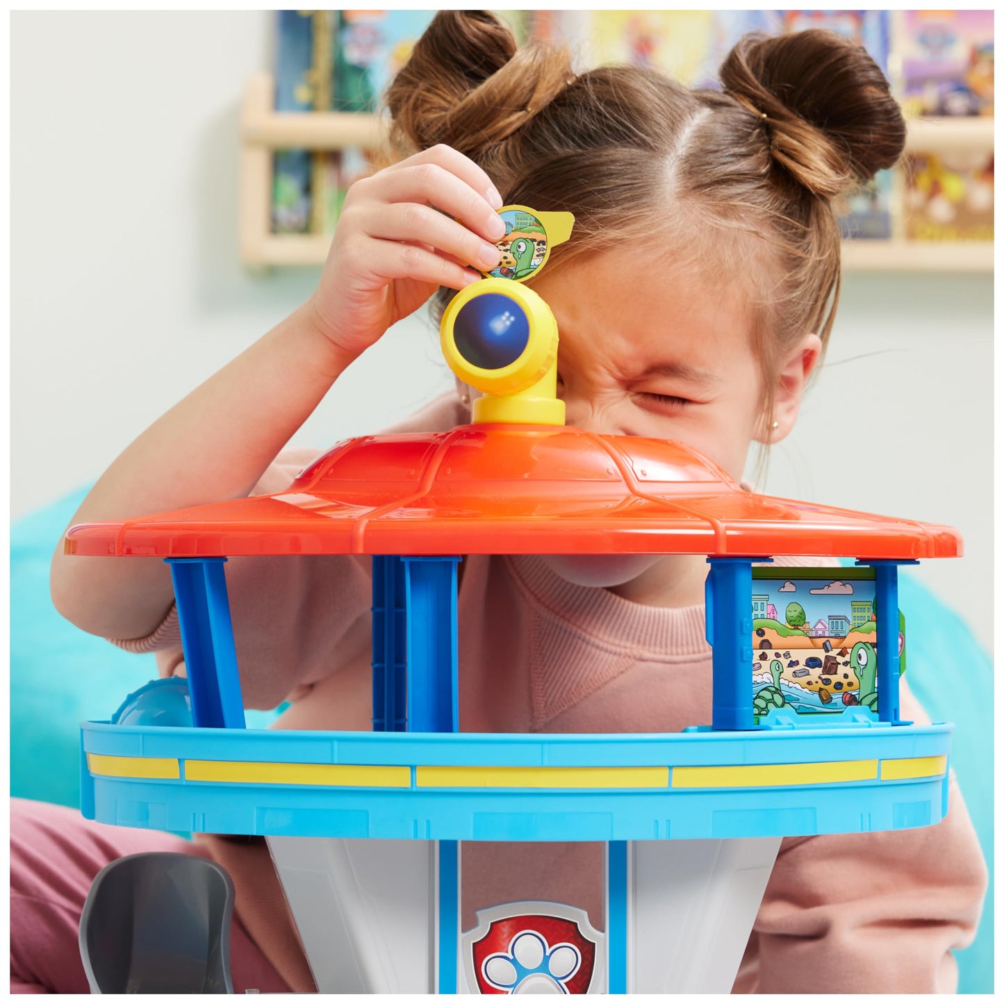 PAW Patrol Lookout Tower headquarters playset with 1 Chase vehicle base, 2 Chase figures, and accessories, suitable for children ages 3 and up.