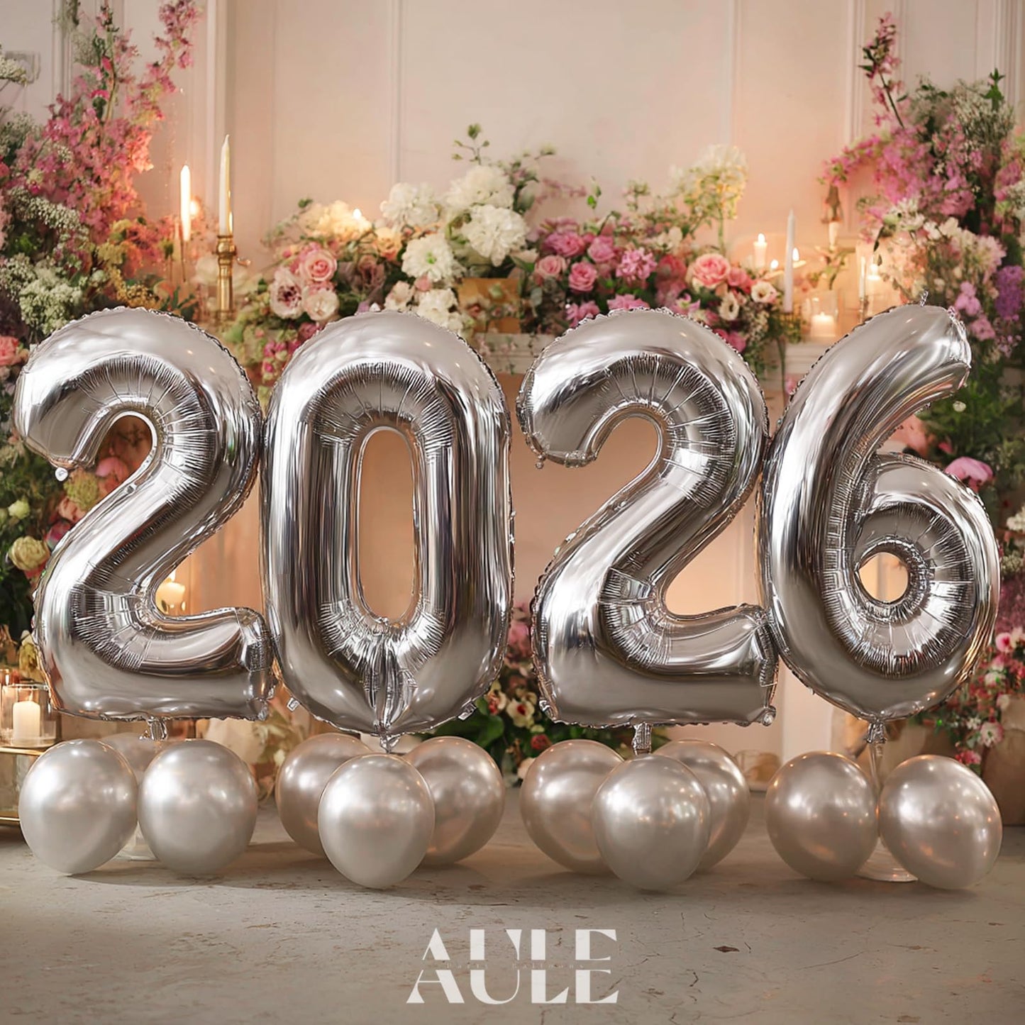 AULE 101.6cm jumbo silver foil mylar number balloons for men and women's 30th birthday party decoration, party supplies for 30th birthday.