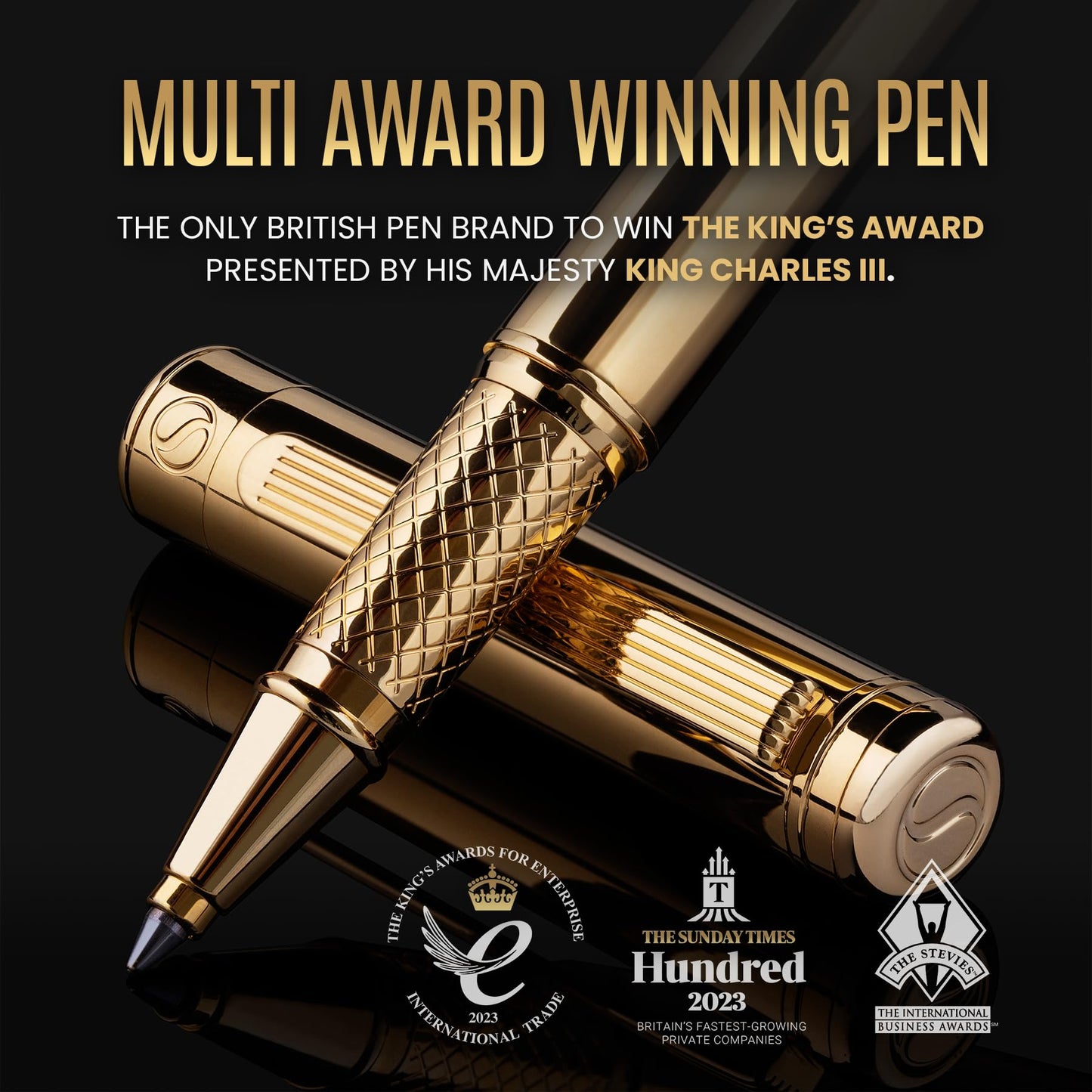 Scrivener Rollerball pen High-quality rollerball pen with real gold plating, black Schmidt replacement refill, gift box, office set, Beautiful Professional (Gold)
