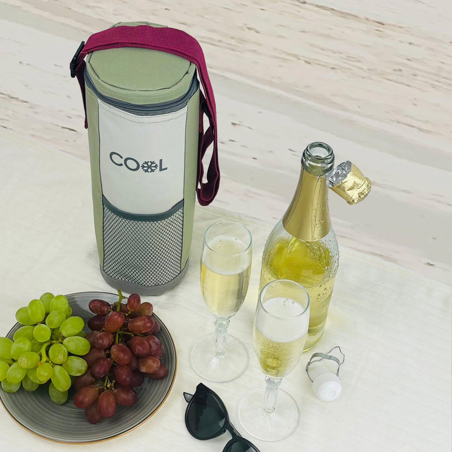 3 bottle cooler bags (light green, light blue, turquoise) Bottle cooler bag up to 1.5 l, 12x32 cm, ice box, cooler bag with adjustable shoulder strap for drinks, cooler bag for outdoor, travel