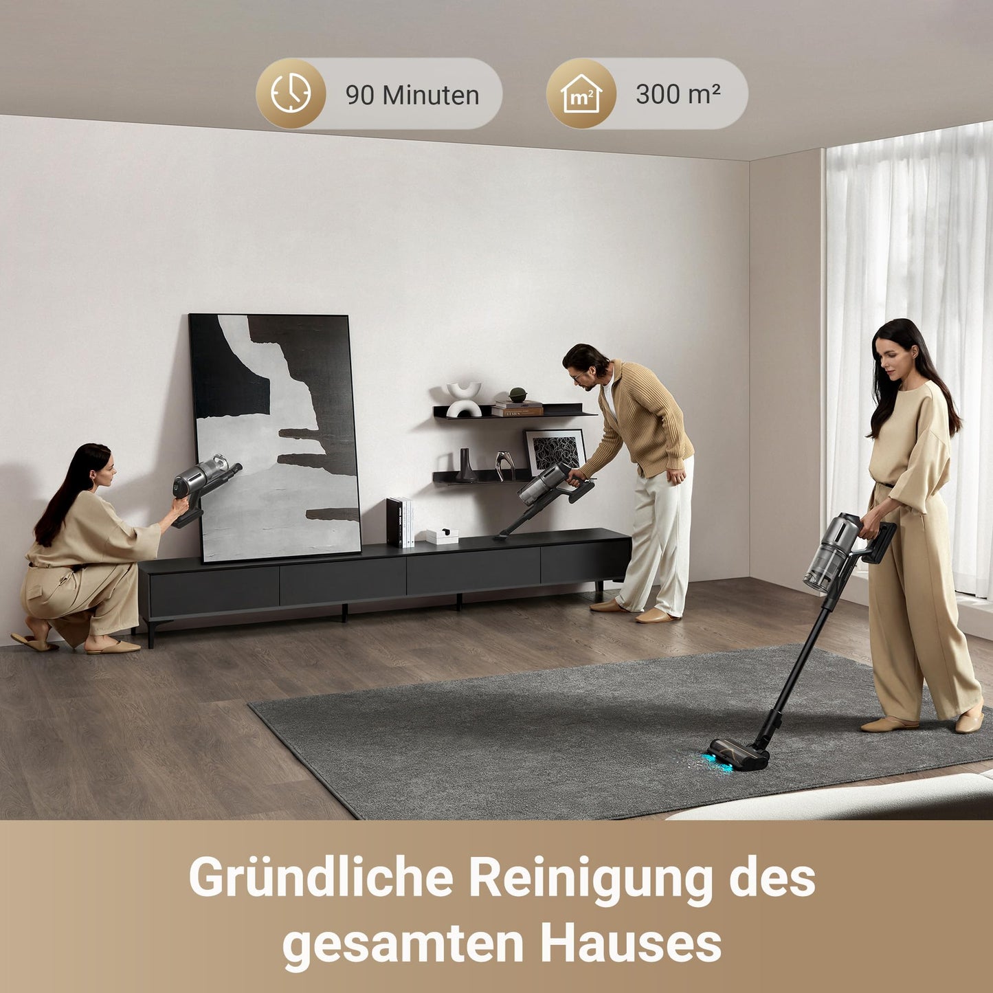 Dreame Z30 Cordless Stick Vacuum, 310 AW Suction Power, 90 min Max Cleaning Time, Dust-Reveal Technology, Pet Hair Removal Tool, Multi-Surface Cleaning Power, Dirt Detection.