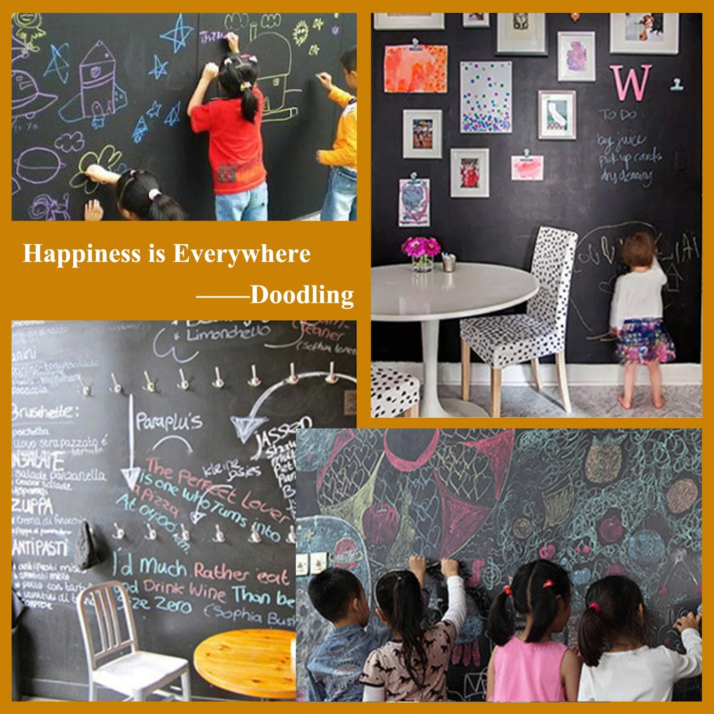 JOMUSAGA Chalkboard Sticker Magnetic Self-Adhesive, 240 x 120 cm Magnetic Film, Wipeable Chalkboard Film, Magnetic Board Film for Home Office School, with Water-Based Chalk Markers & Magnets & Cloths