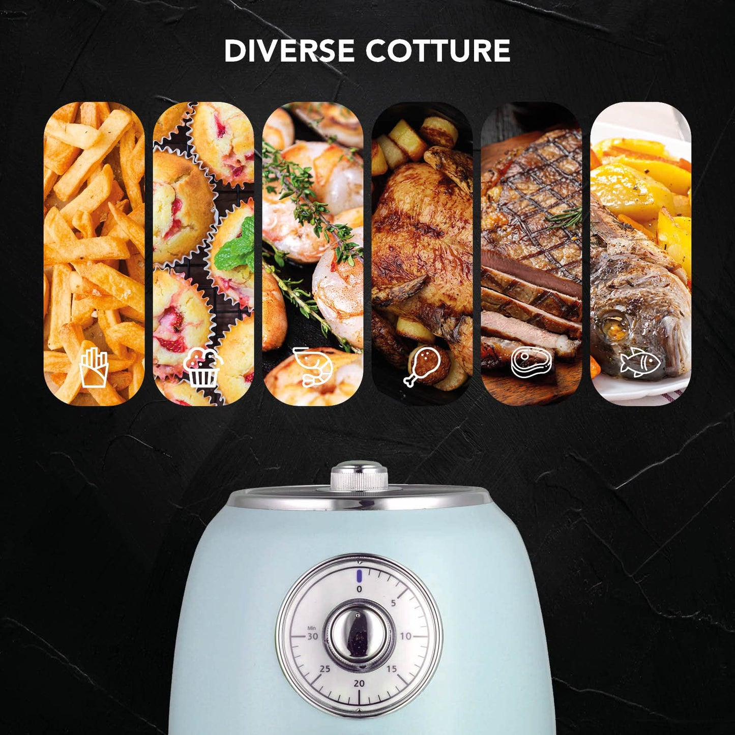 Improve IMPFR2510 Retro Hot Air Fryer Oil Free 2.5L 1500W 200°C 30 Minute Timer