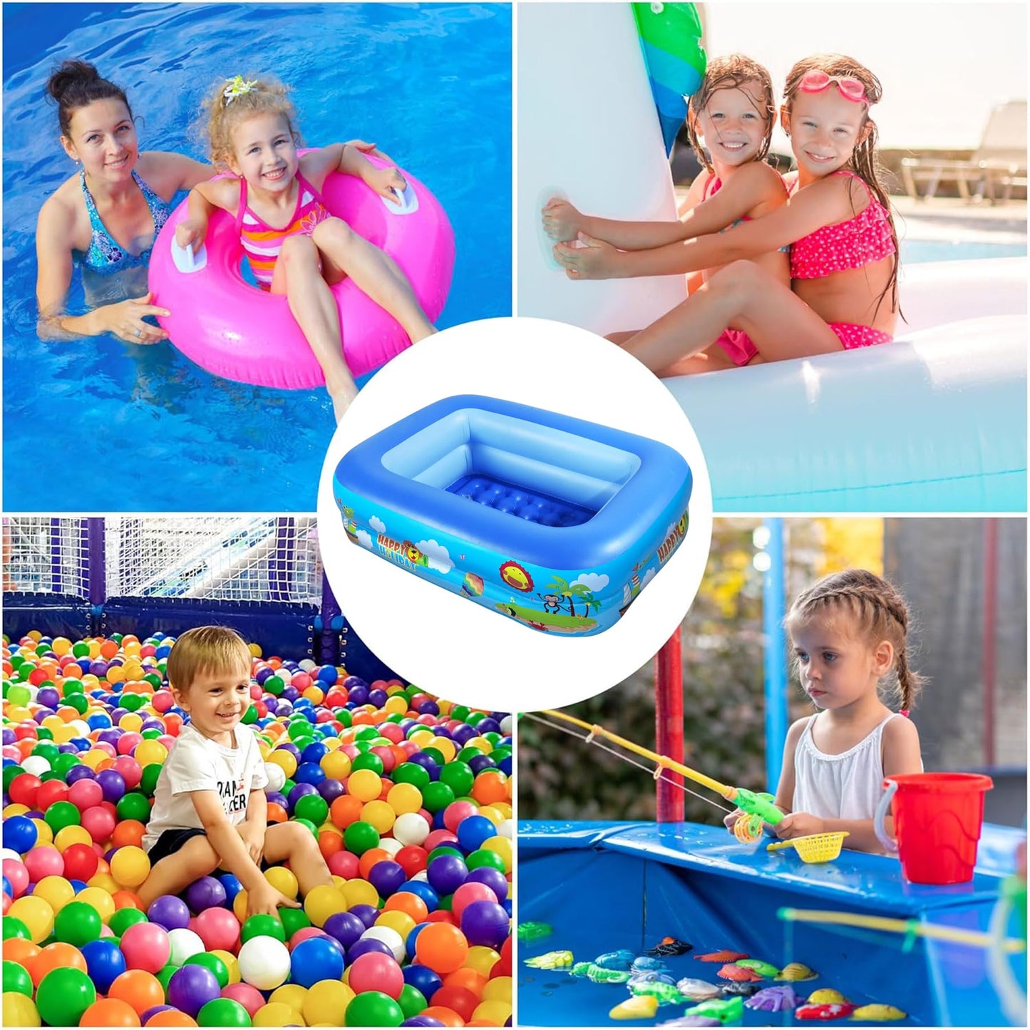 Children's paddling pool, Inflatable pool, Inflatable paddling pool, Kids pool, Kids paddling pool, Swimming pool, Inflatable pool, Inflatable kids pool, 2 rolls 105 x 75 cm Height 30 cm