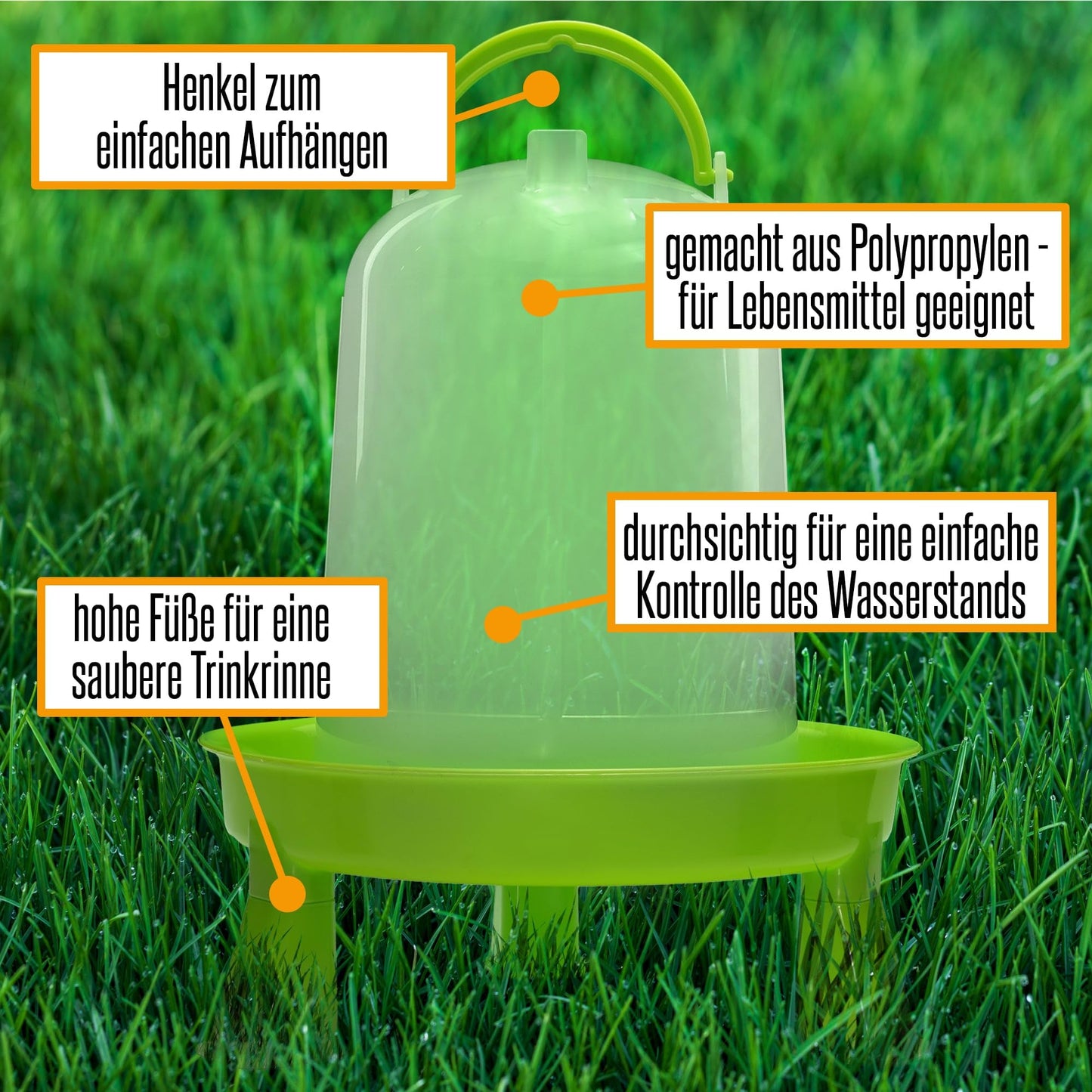 8 liter poultry drinker green with feet and 4 kg poultry feeder green with feet for chickens, chicken feed trough, chicken feed dispenser, chicken feed automatic, chicken feeder, chicken feed dispenser