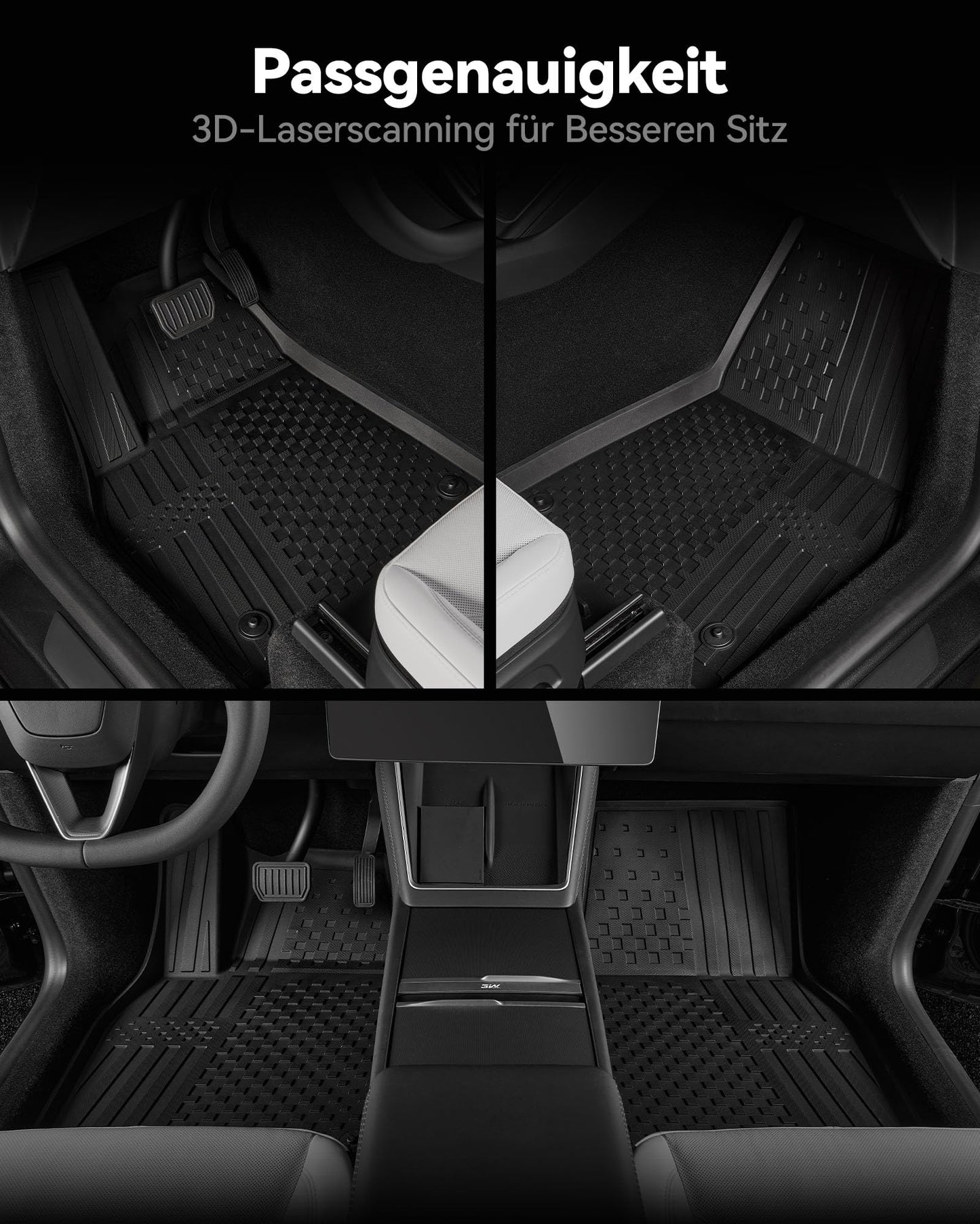3W Tesla Model Y New 2025 2026 Juniper Floor Mats and Cargo Liner, TPE All-Weather Custom Fit Floor Mat 1-2 Rows and Cargo Mats Complete Set Tesla Model Y 2025 2026 Car Floor Mats Accessories