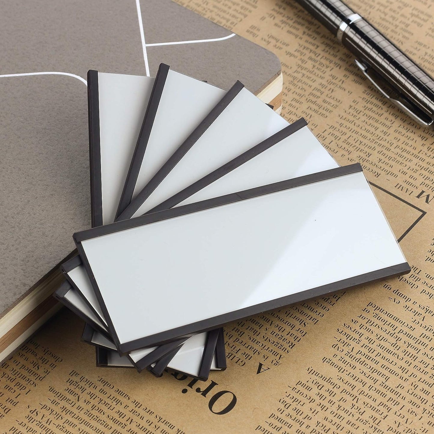 LLPT Magnetic Label Holders | Writable Magnetic Labels for School Office Whiteboards Refrigerators Magnetic Boards (MH26100) | 50 Pieces | 25MM x 100MM