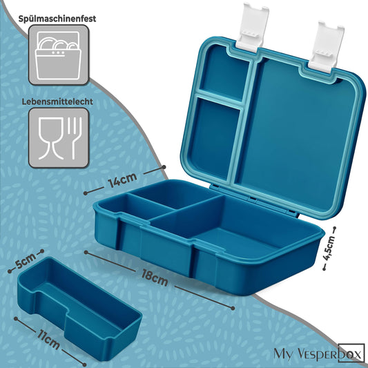 My Vesperbox – Jin - Bento Box Children - Lunchbox - extremely durable – Lunchbox – ideal for kindergarten and school (Petrol)