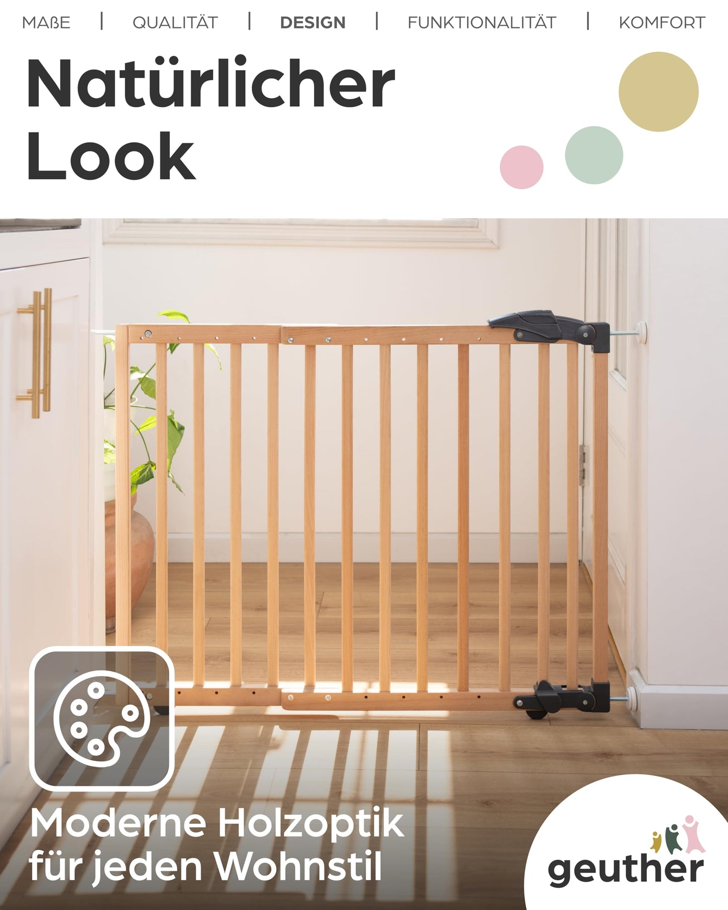 Geuther 2714 Swivel Safety Gate Fit: 68 cm - 102 cm Door gate without drilling Safety lock barrier-free Can be opened in 2 directions Eco baby gate