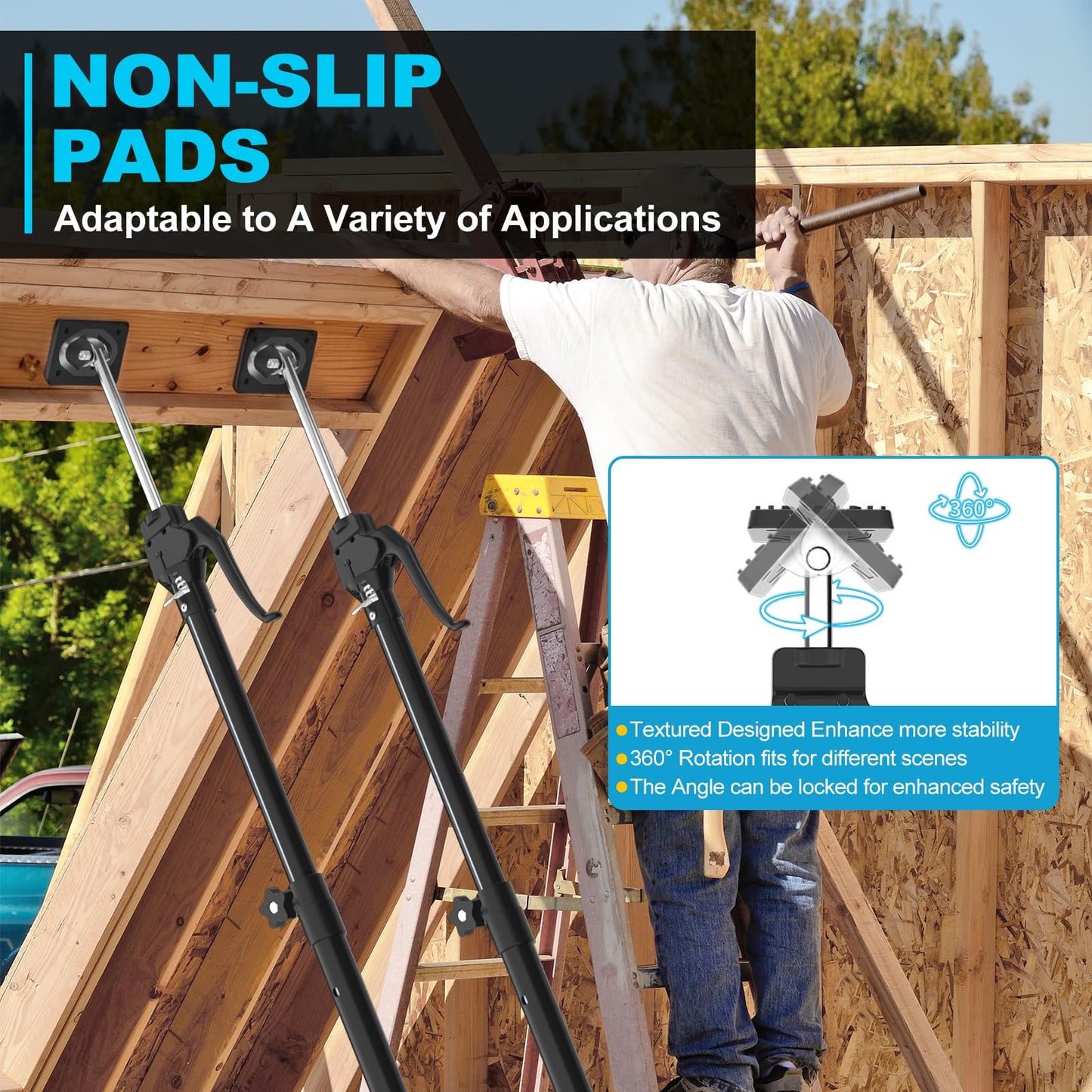 OUTIMATE Ceiling Support & Installation Support Heavy Duty, Cabinet Jack for Installation with 70 kg load capacity, adjustable telescopic pole from 125 cm to 290 cm, 1 piece