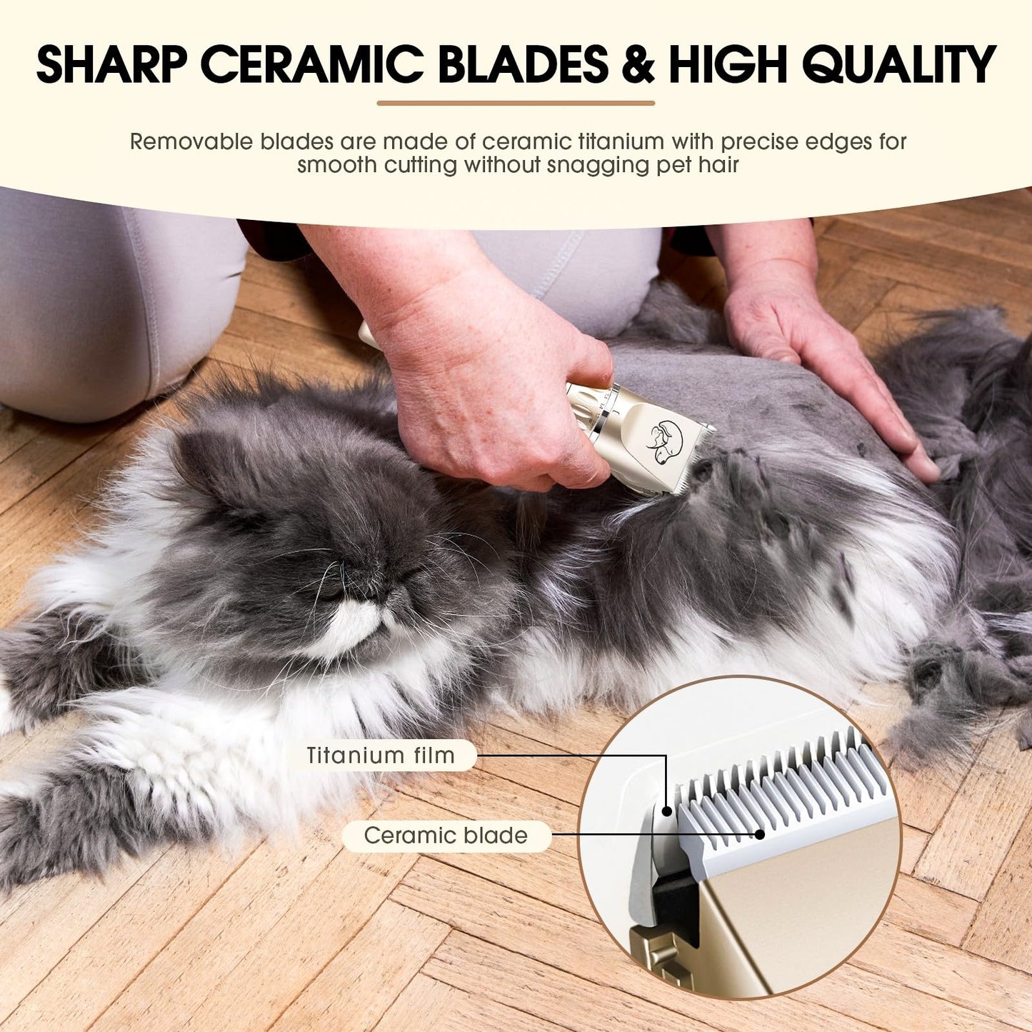 Journeyside Dog Clipper, Professional Dog Cat Clipper, Quiet Dog Clipper Thick Fur, Professional Dog Clipper with Ceramic Blades, LED Display, for Dogs and Cats
