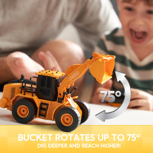JOYIN Remote Control RC Excavator Tractor Truck with Light and Sound 2.4G Front Loader Construction Toy Birthday Gift for Boys 6 7 8 9 10 11 years