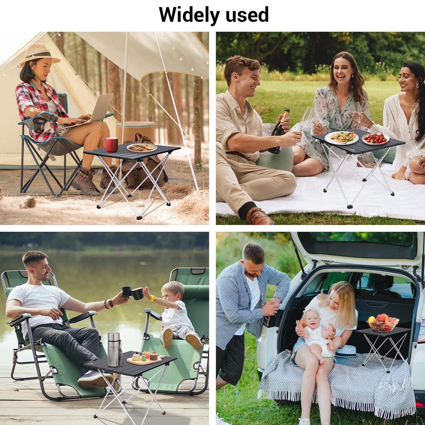 Sportneer Camping Table, Folding Camping Table, Aluminium Camping Table Lightweight with Bag, Easy to Carry, Foldable Table Perfect for Picnic Cooking Garden Hiking Travel, Black, M