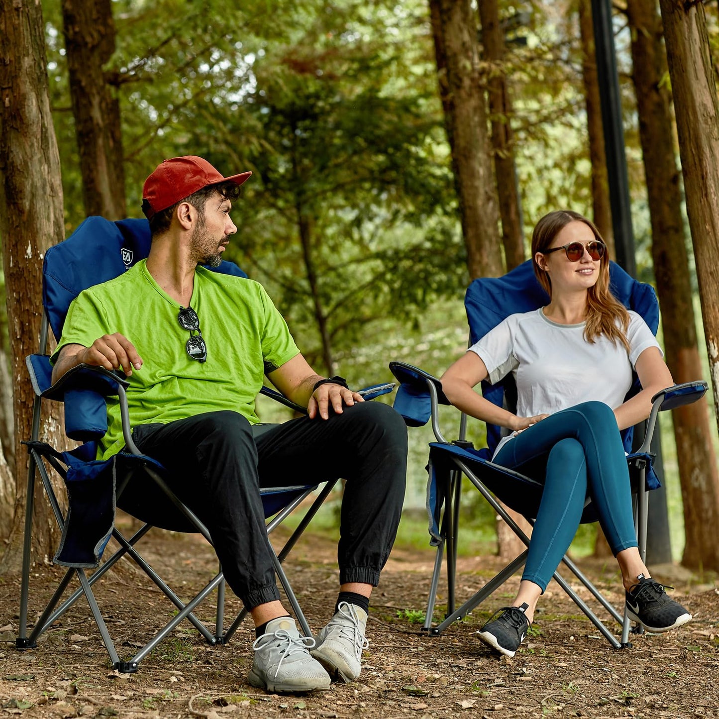 EVER ADVANCED Luxury Camping Chair Foldable 160KG Capacity Ultra Large with High Backrest, Comfortable Folding Chair with Side Pockets & Cup Holder for Camping Garden Balcony Fishing, Outdoor Chair Fishing Chair