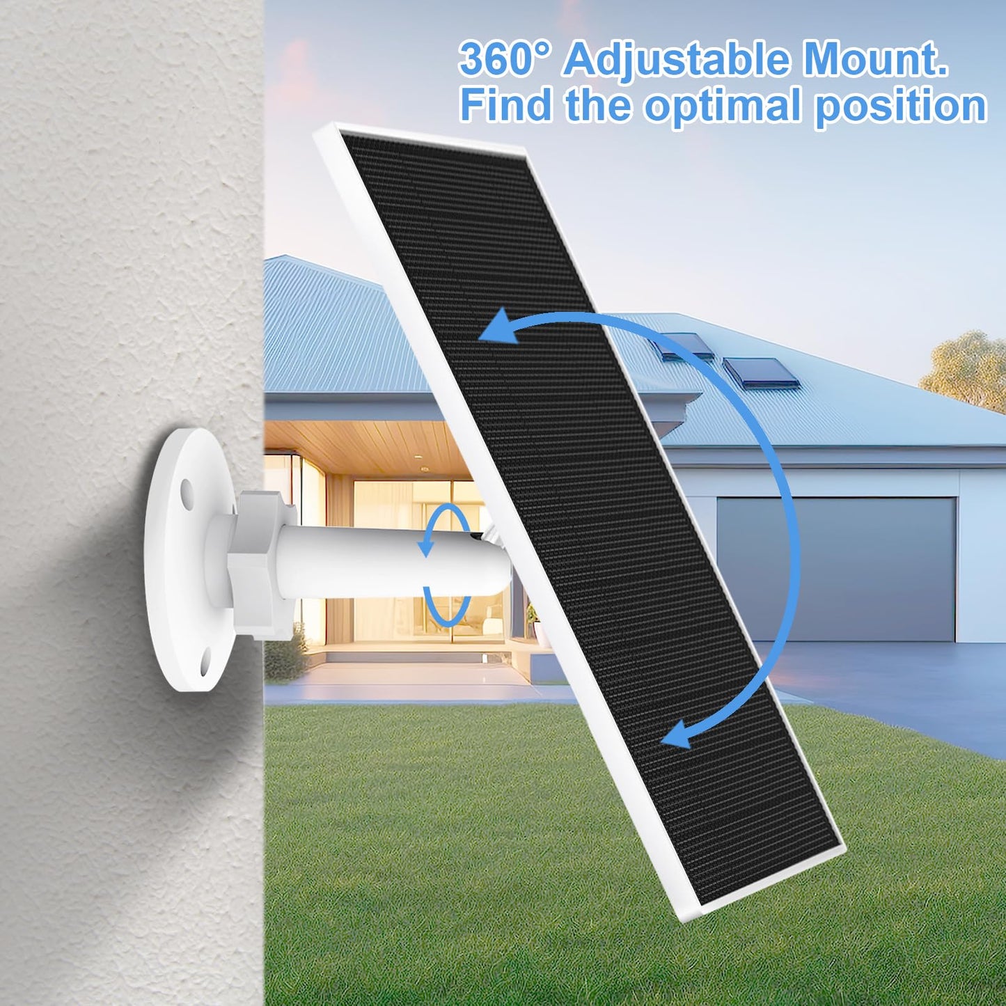 Solar panel for Eufy Outdoor camera, 5W Camera Solar Panel Compatible with Eufycam, Continuous power supply, Panel with 9.8ft charging cable, IP65 Waterproof, 2 Packs.