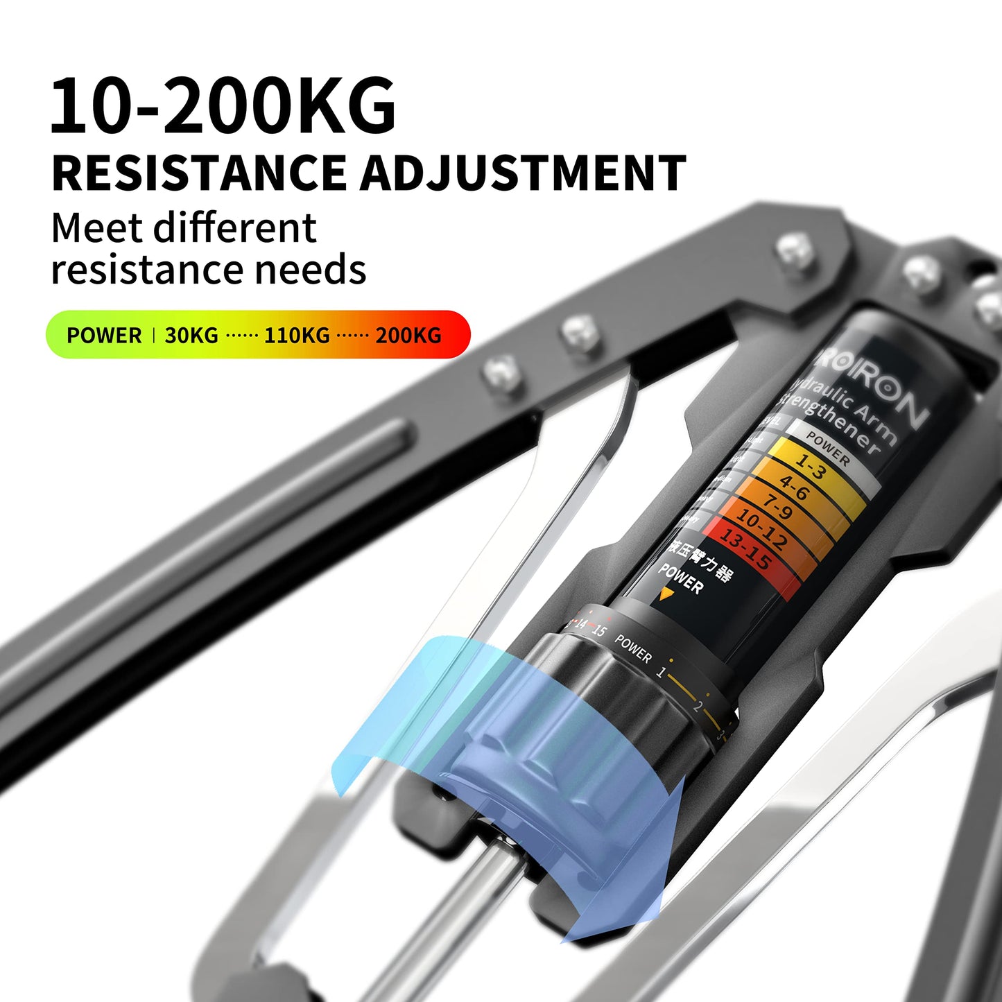 PROIRON Power Twister 10~200kg, Adjustable Hydraulic Arm Exerciser, Forearm Training Chest Exerciser for Arm and Forearm, Biceps and Chest Strength Training