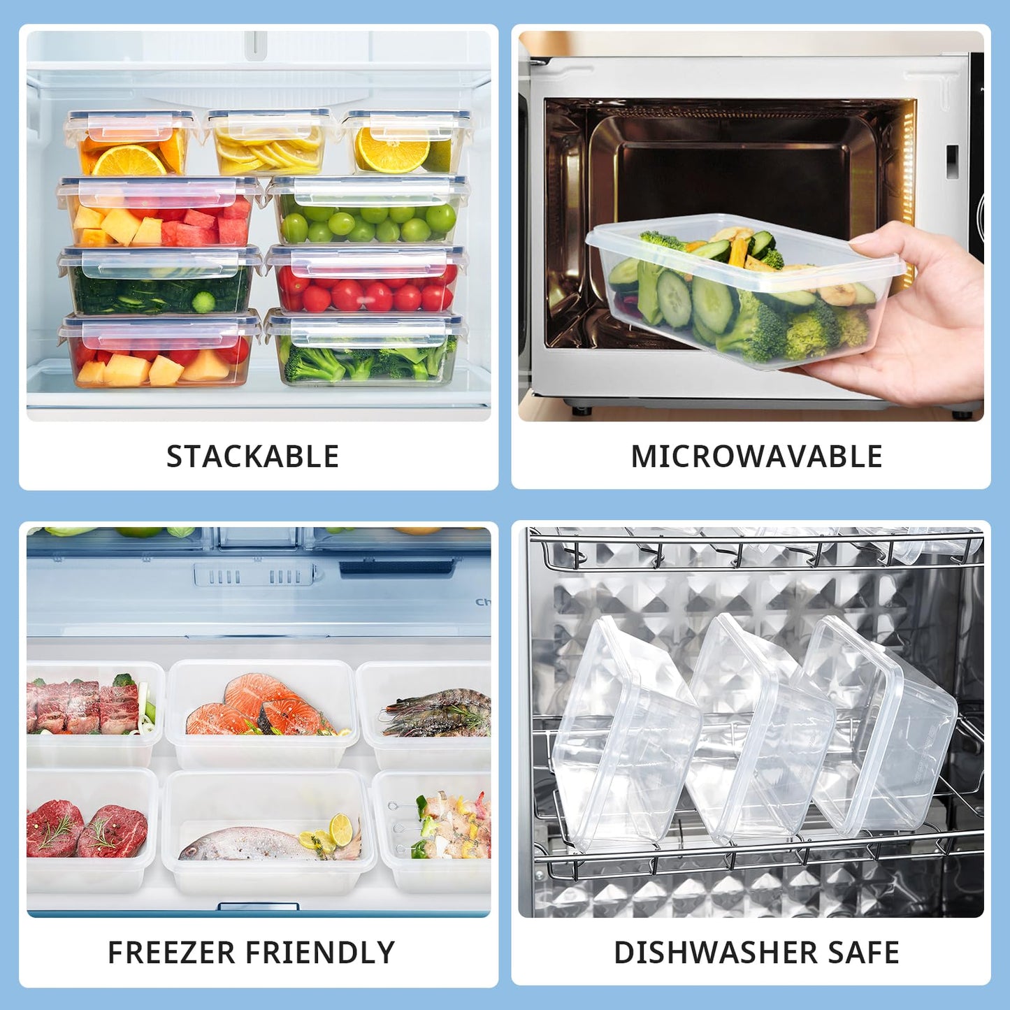 Hibisaws 12-piece food storage containers with lids are perfect for meal prep. They are freezer-safe, BPA-free, and 100% airtight. The set includes 6 x 1L and 6 x 0.5L containers, making it versatile for all your food storage needs.