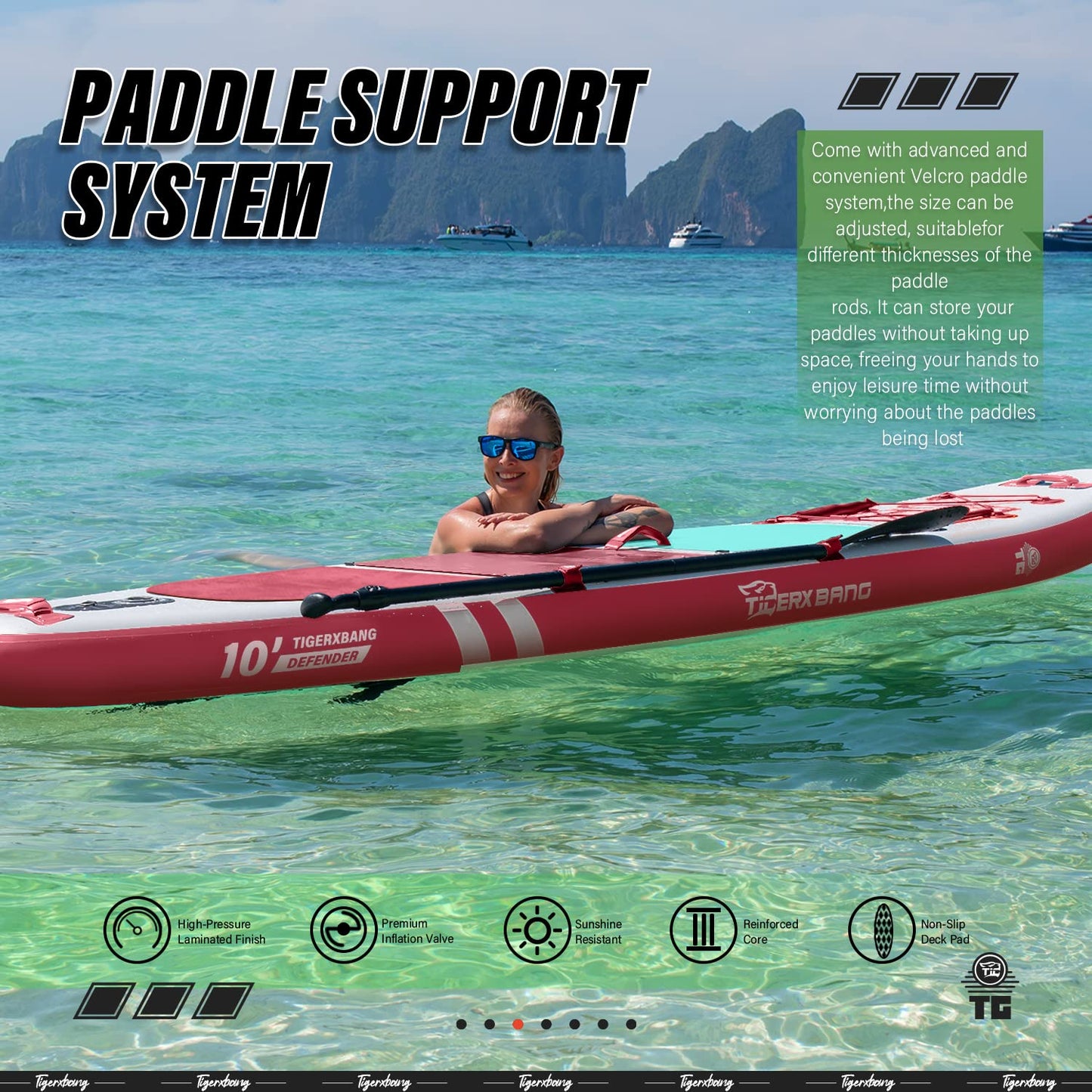 TIGERXBANG Inflatable SUP Boards Stand Up Paddleboarding 305x80x15cm with high-quality SUP accessories, Allround paddle boards for adults/kids, Defender Collection Pink