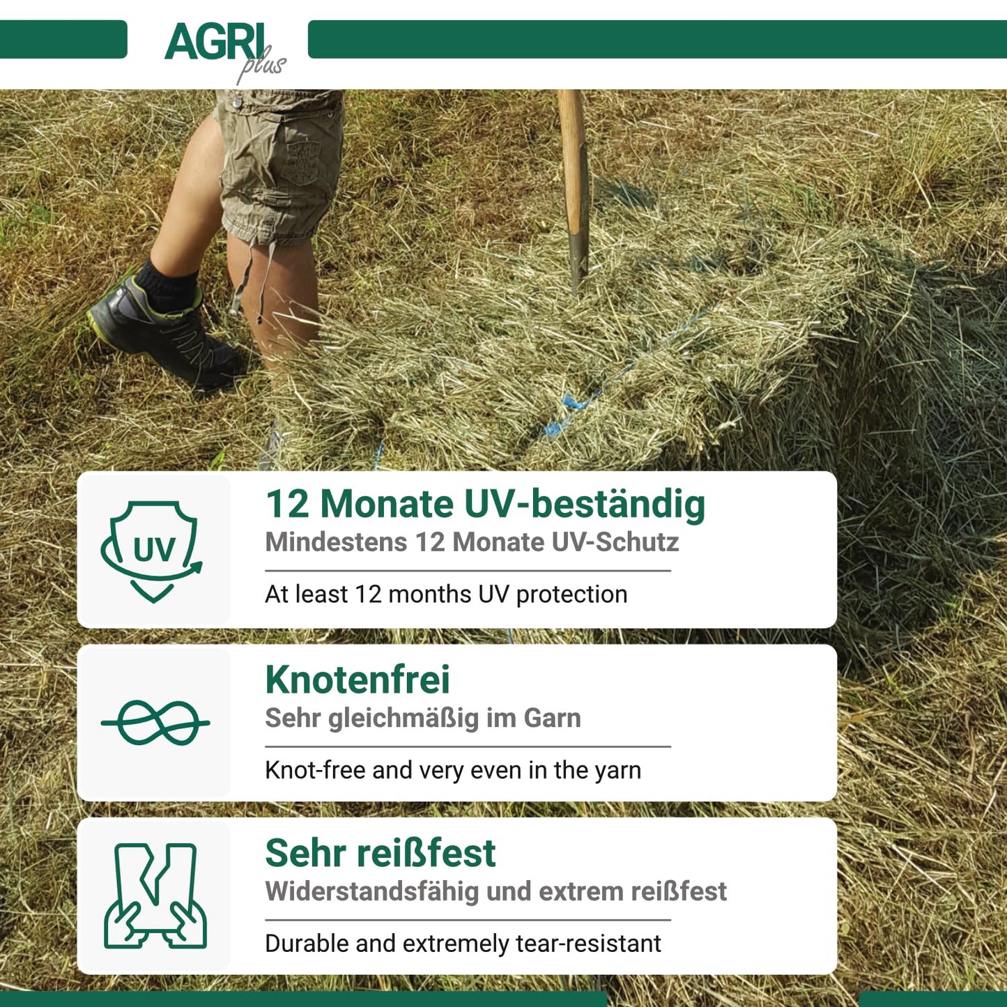 AGRI plus baling twine in blue I 2 pieces of 5 kg each I 600 m/kg I High-quality twine for round balers I Durable agricultural twine made of PP I Weather-resistant, sturdy & tear-resistant