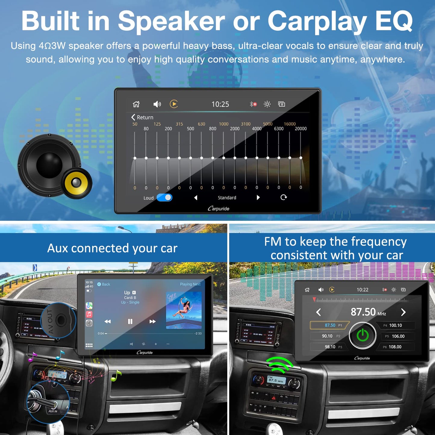 2024 Carpuride W901 Pro Wireless Bluetooth Transmission Portable Carplay & Android Auto Car Radio, 9 Inch 1080P Touchscreen with Mirroring, Supports Truck Dashboard Mounting.