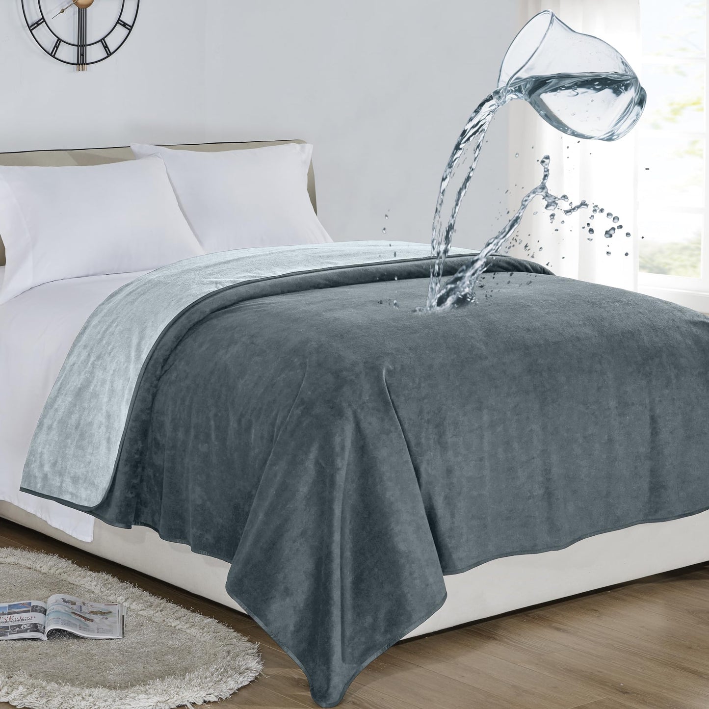 Waterproof blanket 178x230cm - Love blanket Waterproof with 3-layer wet protection, 100% leak-proof bedspread for baby, adults & pets, suitable for bed & sofa, Easy to clean.