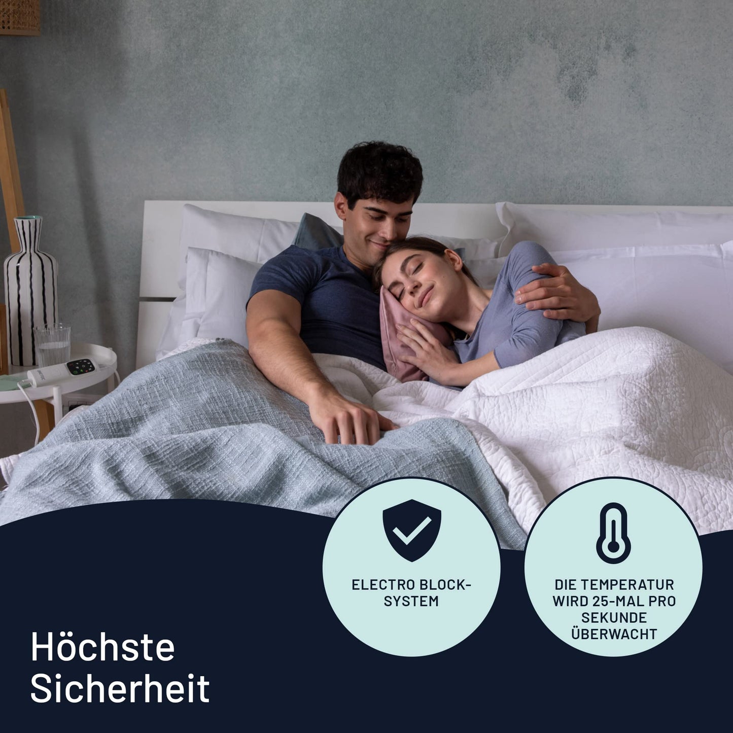 Imetec Scaldasonno Adapto single bed electric blanket, 150x80 cm, low consumption, fast heating, personalized. 100% wool & Merino, Made in Italy, non-slip fabric, control with 6 temp.