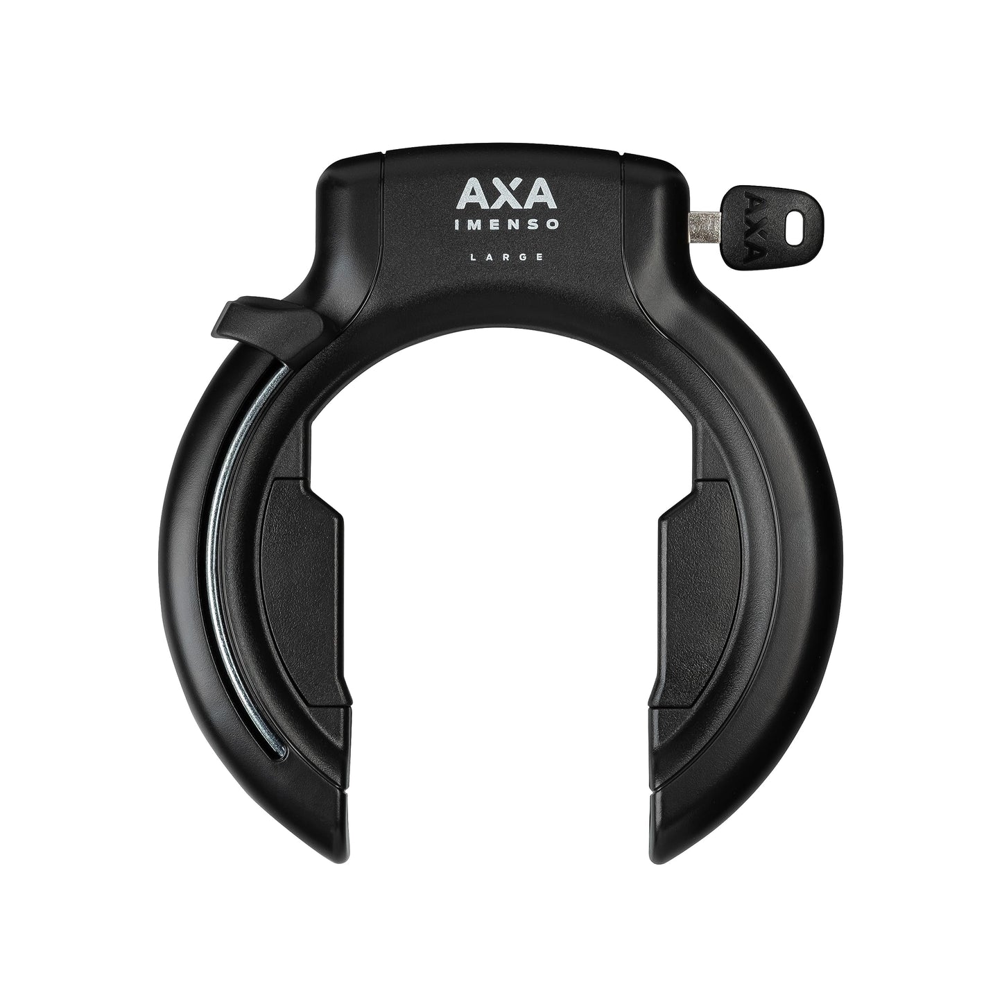 AXA Imenso Large Retractable, bicycle frame lock, removable key, 75 mm wide opening, security level 12, compatible with plug-in chain, black