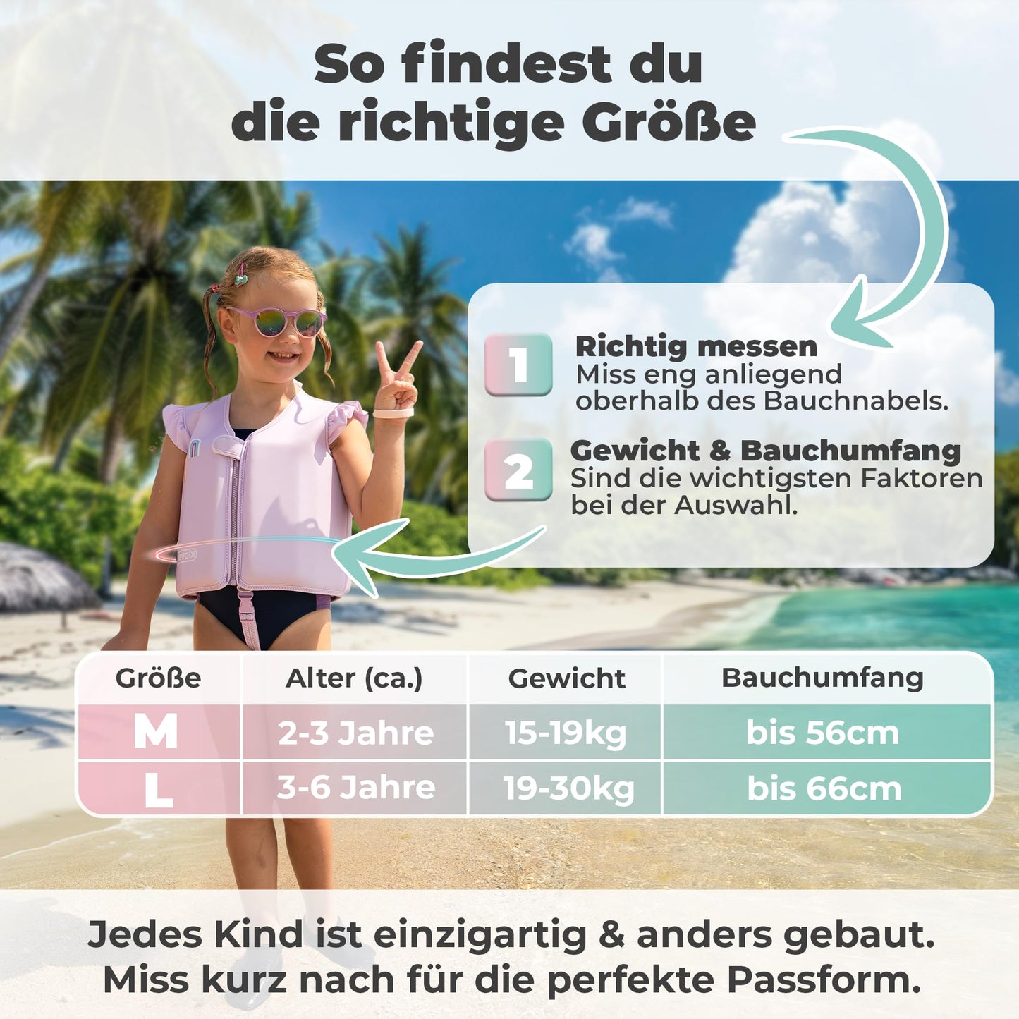 KIDVERSE Swim Vest Kids 2-3 Years - TÜV certified swim aid with waist size up to 56cm - Swim aid for kids 2-3 years - Children's swim vest for learning to swim - Comfortable swim vest for kids