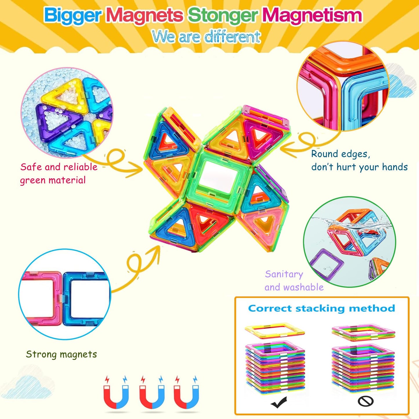 morkka Magnetic Building Blocks, Magnetic Toys Magnets Kids Magnetic Building Blocks Magnetic Toys Magnetic Games for Kids Gift from 3 4 5 6 7 8 Years Boy Girl Building Blocks Children's Toys (76 pcs)