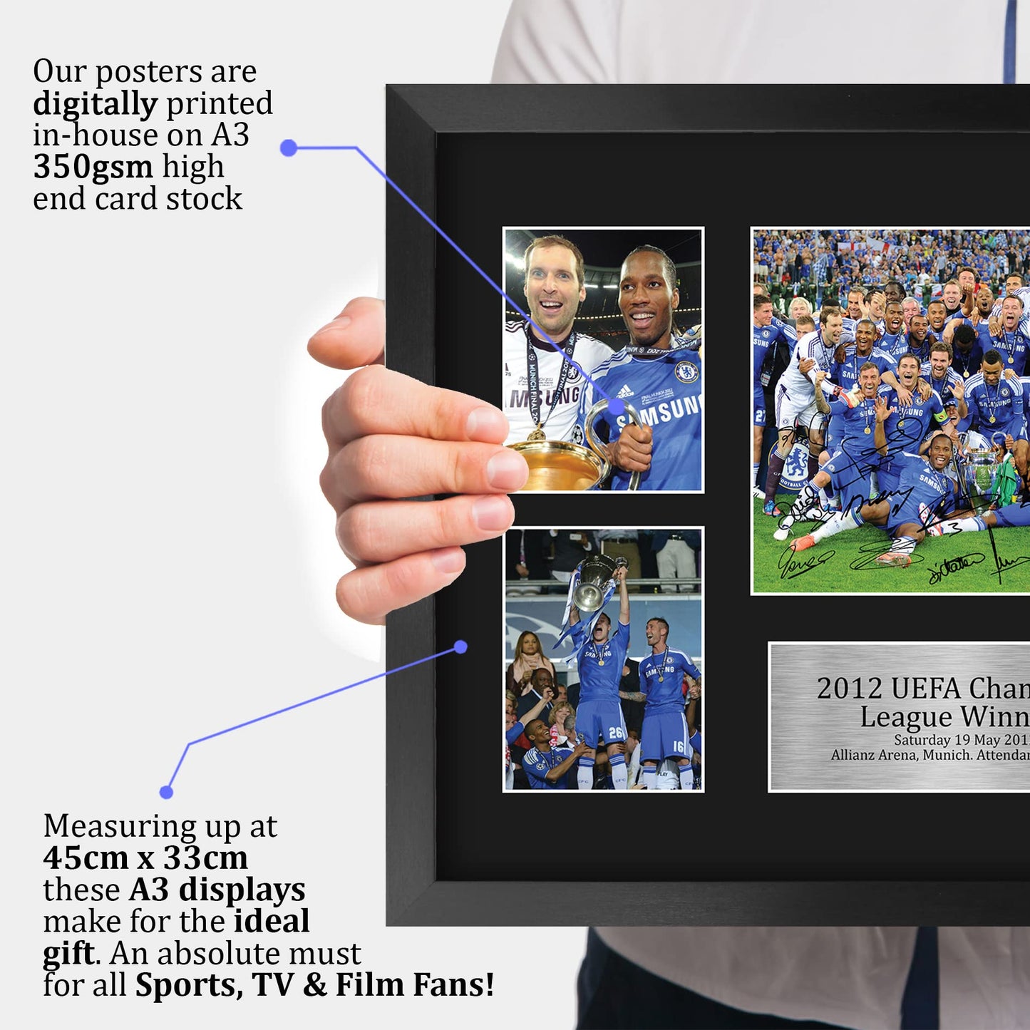 HWC Trading FR A3 Winners 2012 Printed Memorabilia Signed Autograph Photo Display For Football Fans And Supporters - A3 Framed