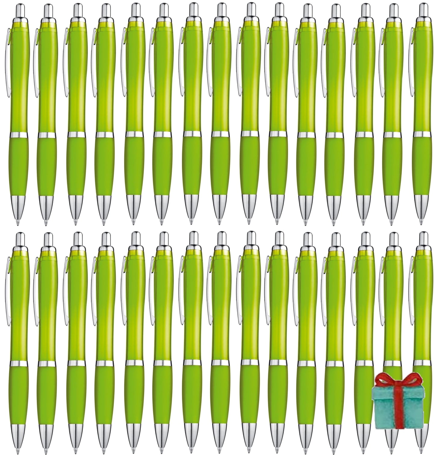 Libetui Set 50 pieces ballpoint pens ergonomic pens Light Green non-slip grip zone Large-capacity ink Blue Retractable ballpoint pen Pen office household practice pens Light Green