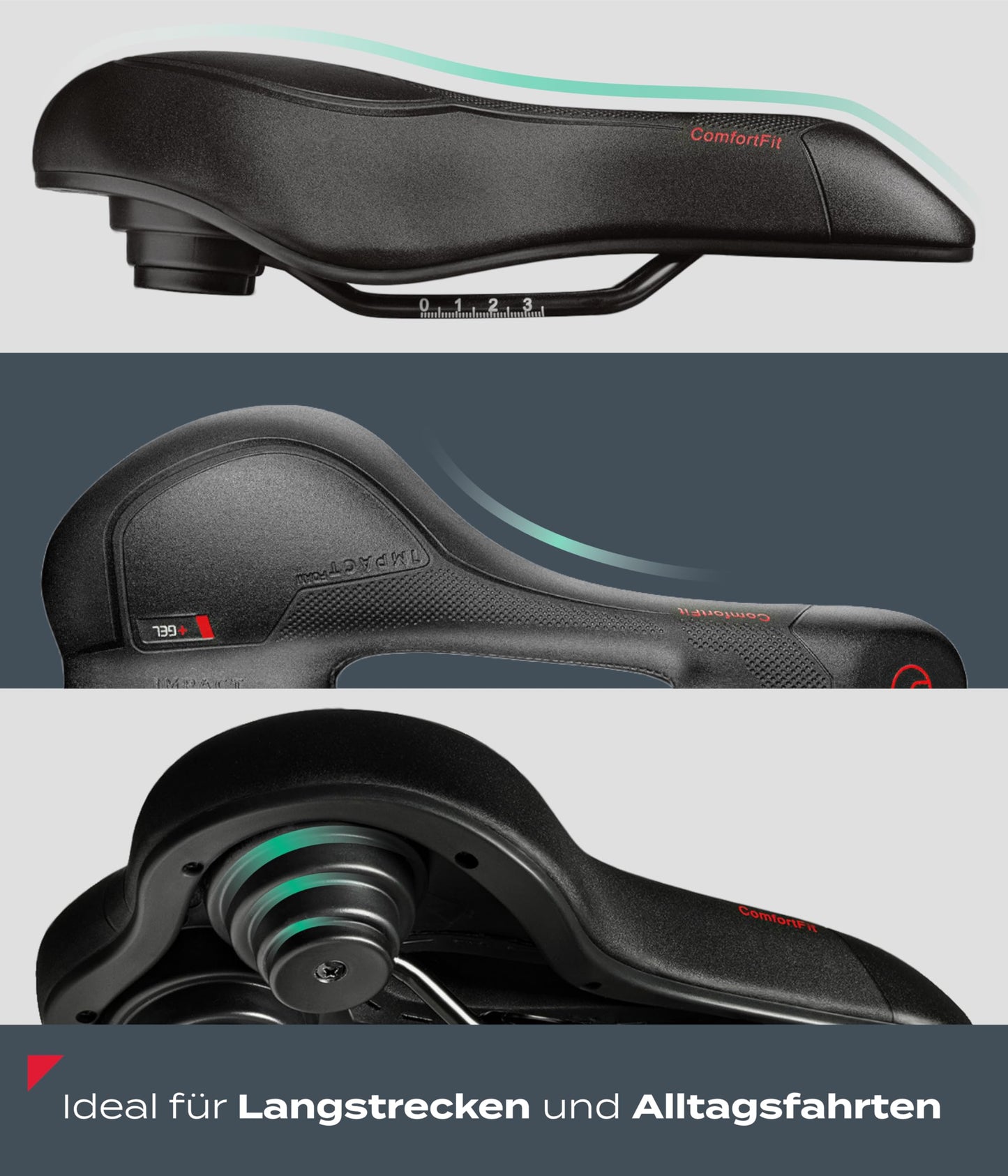 Impact® ComfortFit bike saddle for men and women - Ergonomic, comfortable & pain-free - Soft prostate and gel saddle for mountain bike, MTB, city, trekking & e-bike.