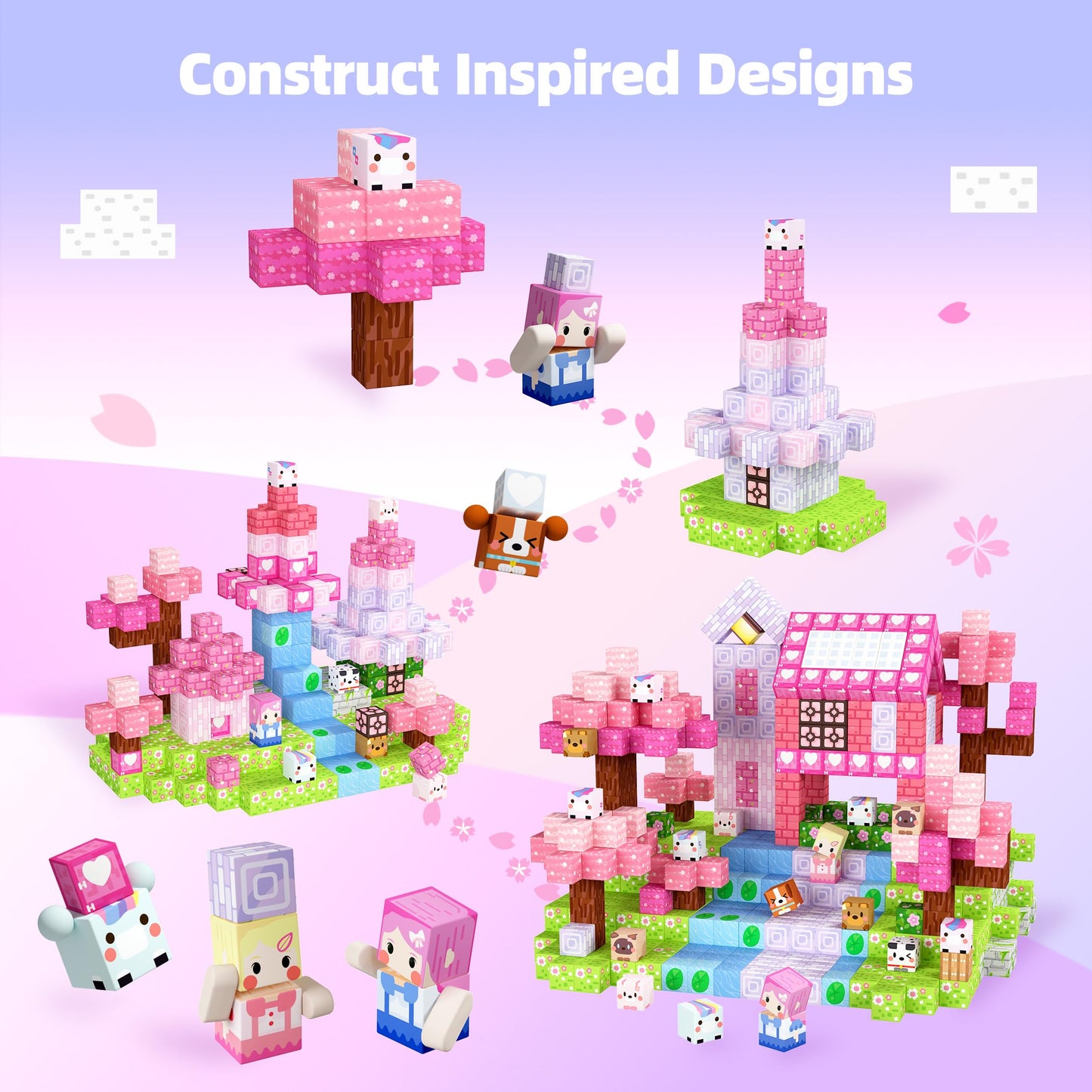 GobiDex Magnetic Building Blocks 100 Pieces - Unicorn Magnetic Tiles, Beautiful Magnetic Toy & Construction Set for Girls, Princess Gifts for Kids aged 3-4, 5-6, 7-8, 9-10 years