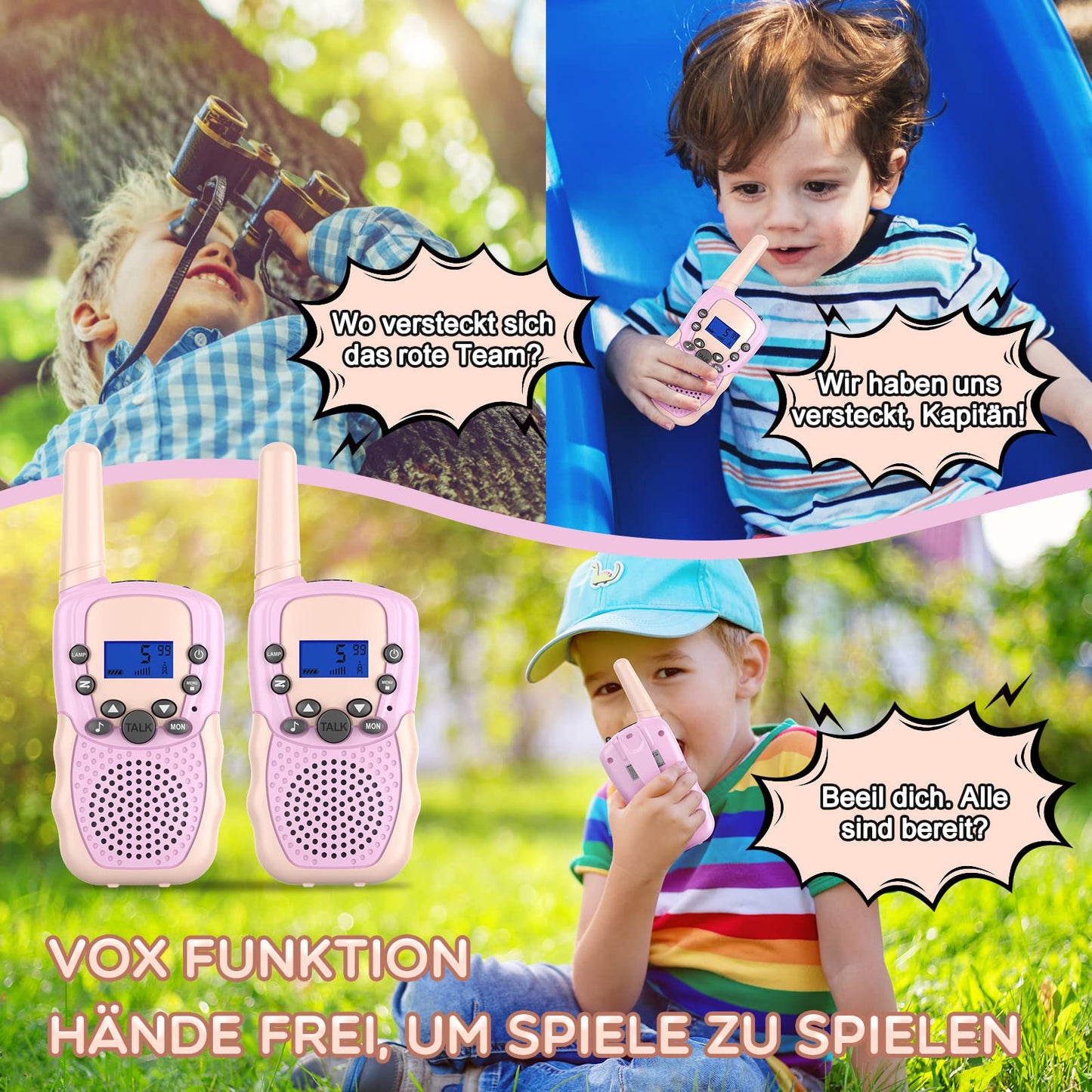 Toys for 3-12 year old boys and girls, Bakoherp walkie talkies for kids rechargeable with 8 channels, children's walkie talkie rechargeable with VOX function & keypad lock for adventures, camping, hiking.