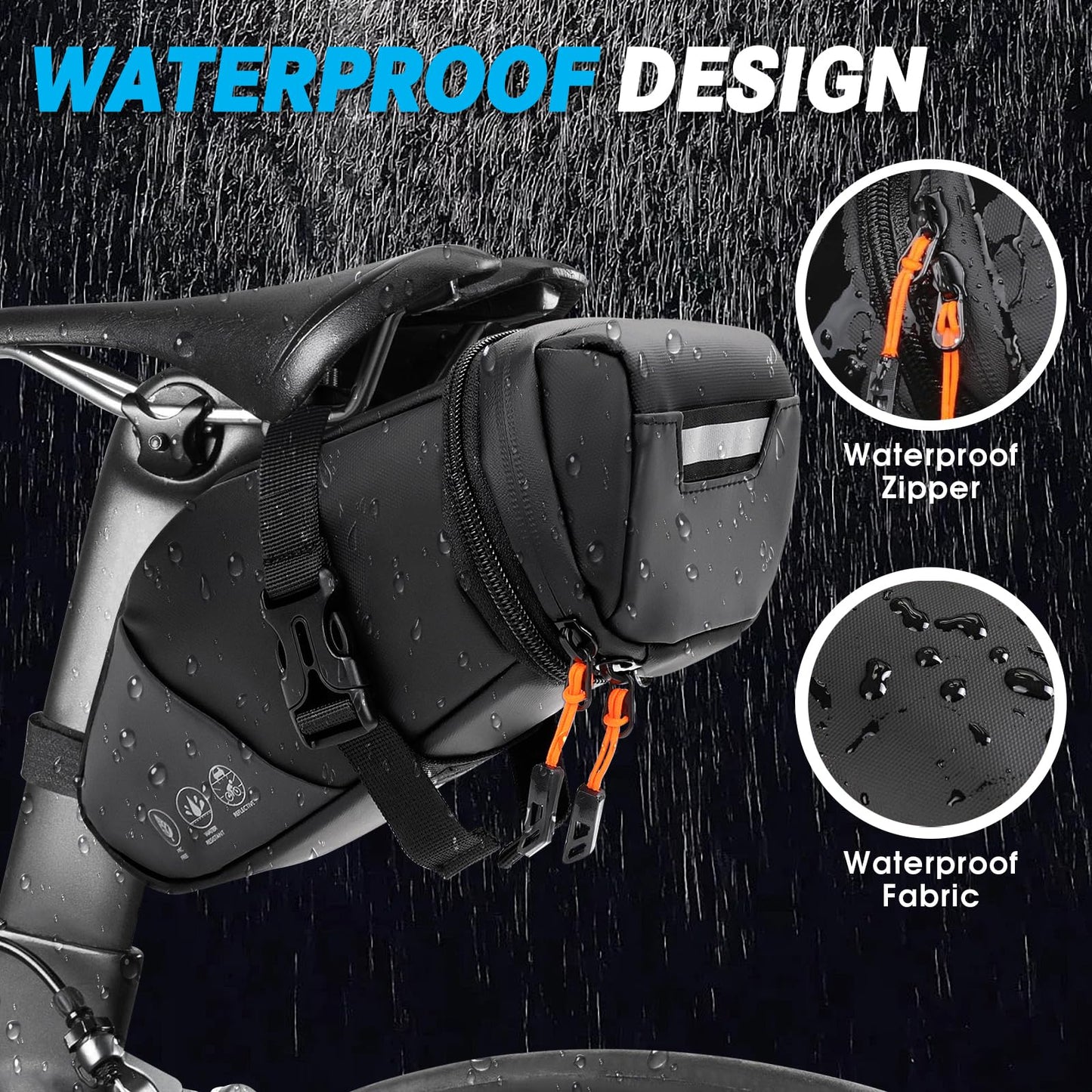 BHHTBB Waterproof Bike Saddle Bags, Expandable from 1.5L to 2L capacity, with Reflective details. Perfect for Gravelbike MTB.