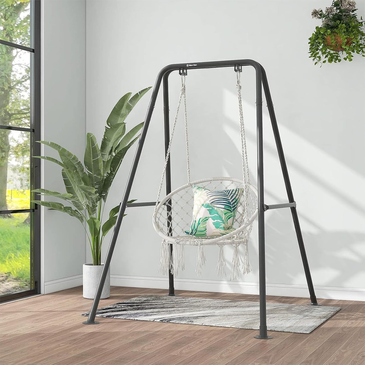 Hammock stand, hanging chair stand, Max load 150 kg, hammock stand, for indoor or outdoor use, with stand (black)