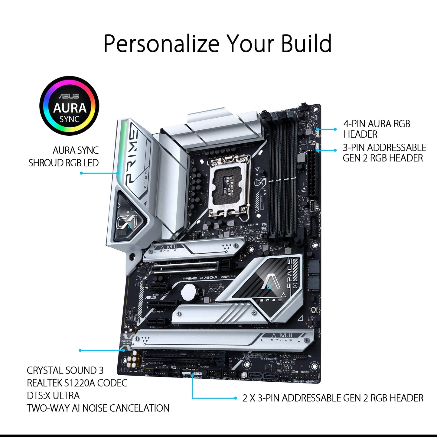 ASUS Prime Z790-A WIFI Gaming Motherboard Socket Intel LGA1700 (ATX, PCIe 5.0, DDR5 Memory, 4x M.2, WiFi 6E, HDMI, DisplayPort)