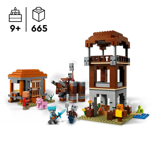 LEGO Minecraft The Raid of the Pillager Outpost - Gaming toy for kids - Minifigure with biting function and village fortress - Gaming gift for boys & girls aged 8+ - 21278