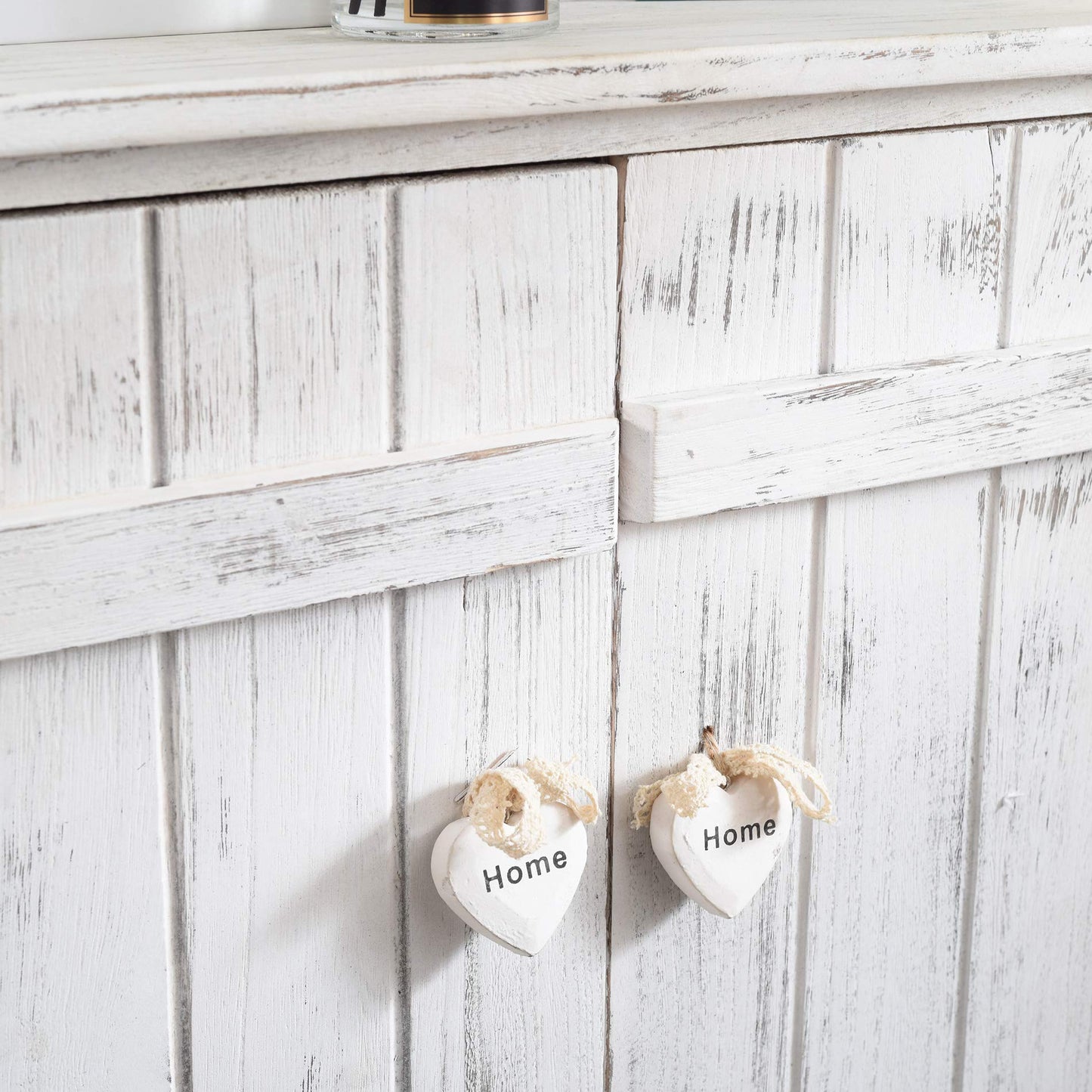 Rebecca Mobili kitchen cabinet chest of drawers bathroom cabinet 2 doors white shabby chic hearts entrance - Dimensions: 70 x 51 x 30 cm (HxLxB) - Art. RE4573