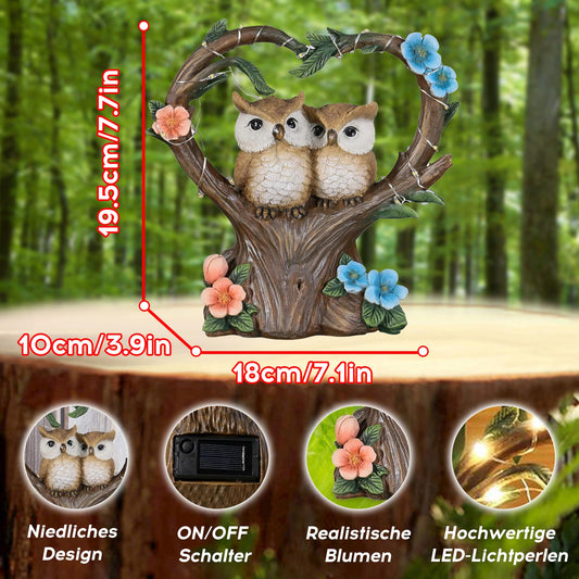 Songyea outdoor garden decorations, weatherproof solar garden owl figures with LED lights, garden statues for balcony/terrace/lawn/room decor, mom/women.