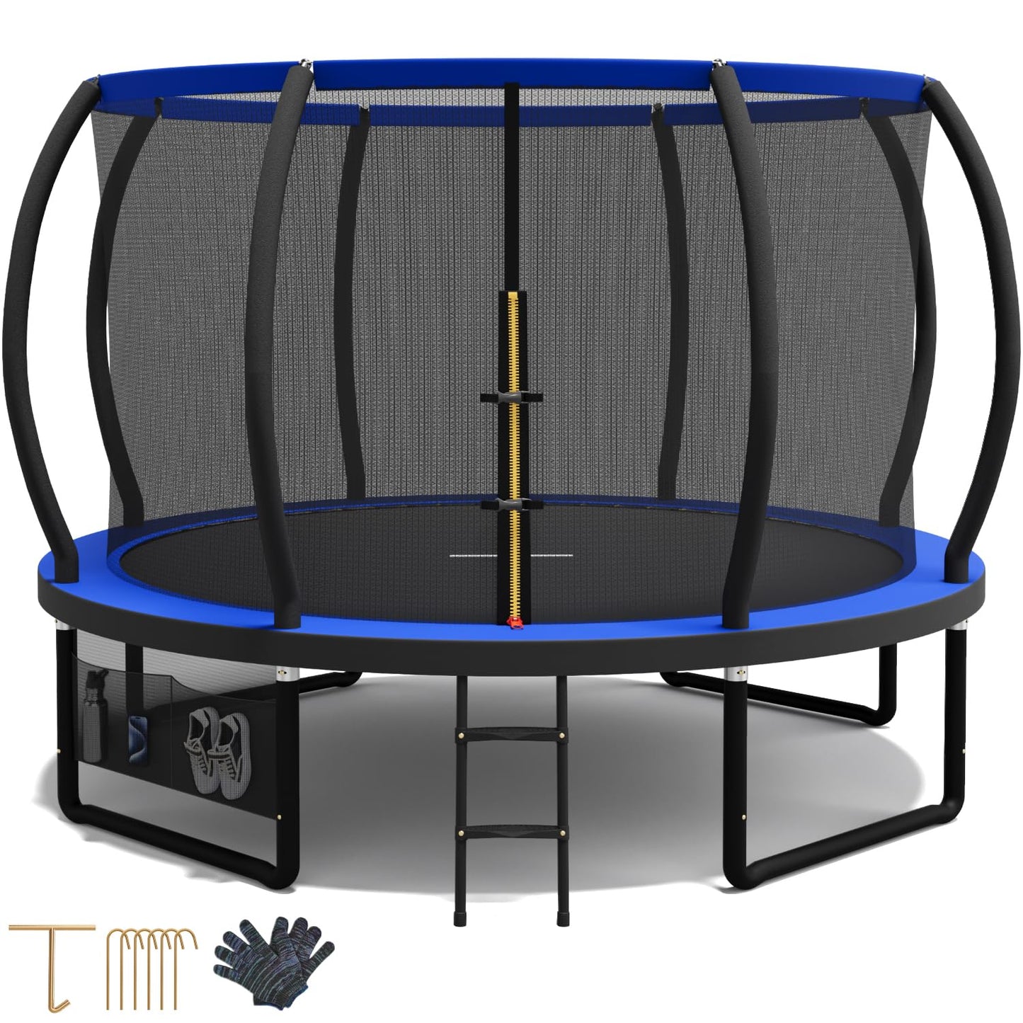 Devoko Trampoline Outdoor Ø 228/305/366/427 cm, GS certified, Kids trampoline with safety net, Round giant trampoline with ladder and shoe bag