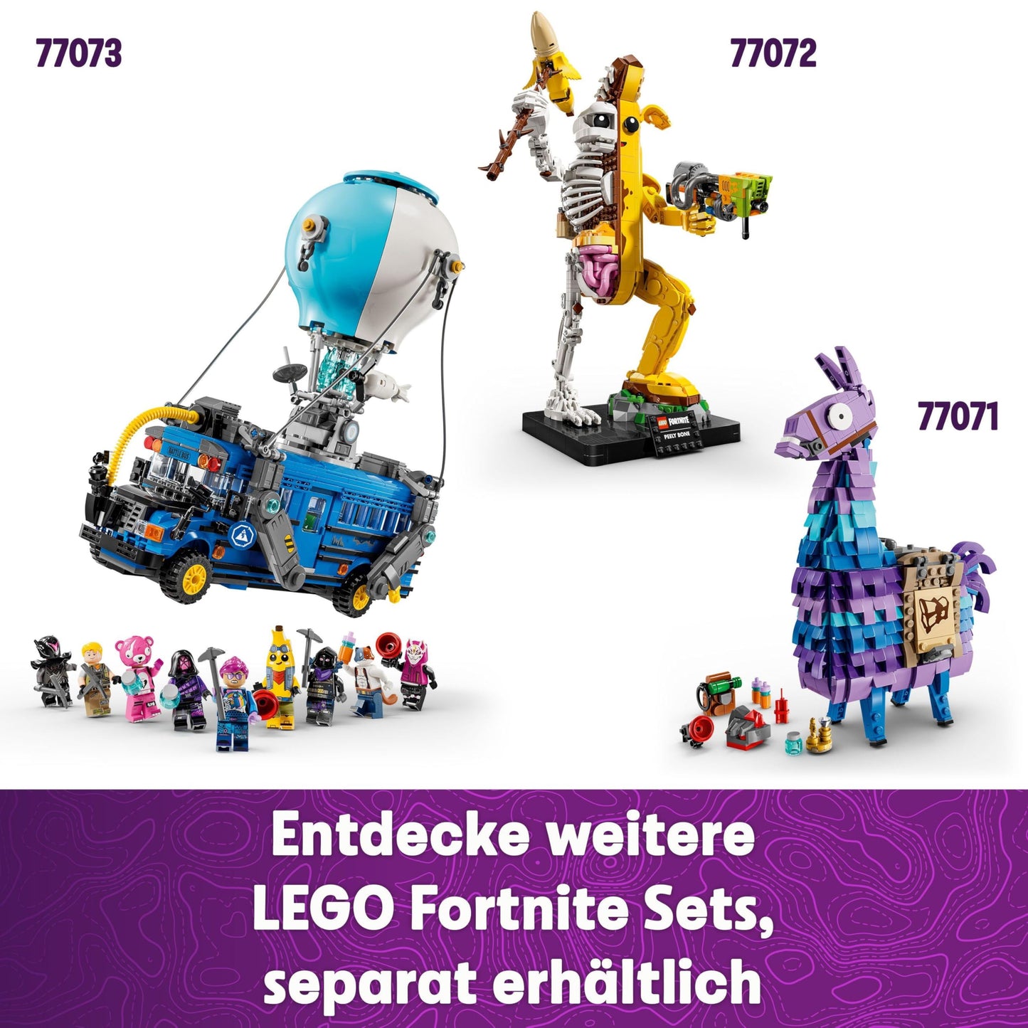 LEGO Fortnite Battle Bus - Toy vehicle from the video game with 9 minifigures and accessories. For gamers, boys, girls, and fans aged 10 and up. - 77073