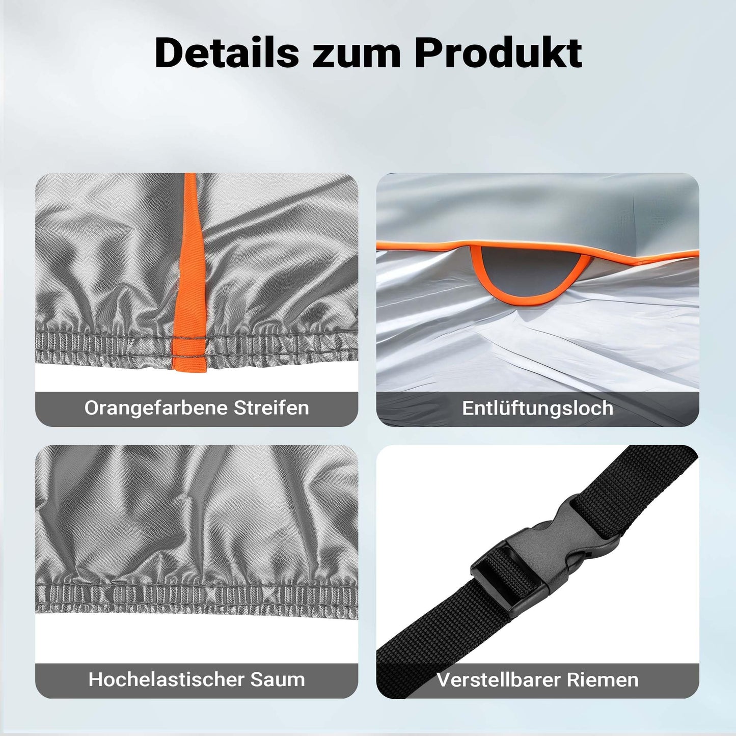 XPOtool Full Car Cover Size L 482x178x119cm Protection from hail, waterproof, paint friendly, car cover with air vents, reflectors, tension straps