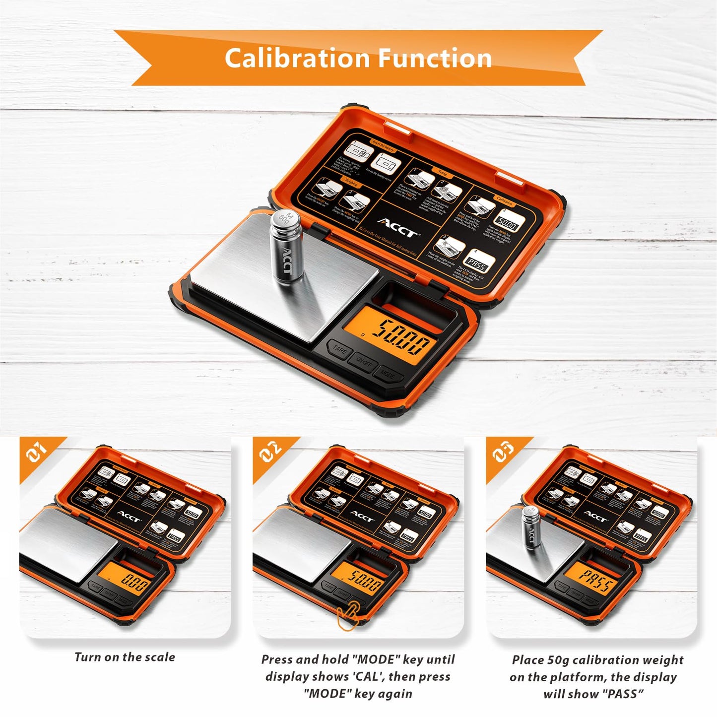 ACCT Precision Pocket Scale, 200g x 0.01g, Jewelry Gram Scale, LCD Display, One-Click Conversion, 6 Units, Mini Scale for Food/Powder/Herbs/Coins (including Battery)