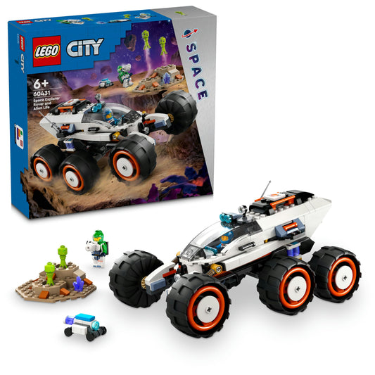 LEGO City Space Rover with Aliens, Car Set with Robot and Alien Toy Figures & City Blue Monster Truck, Off-Road Car Toy, Vehicle Set with Racing Driver Minifigure