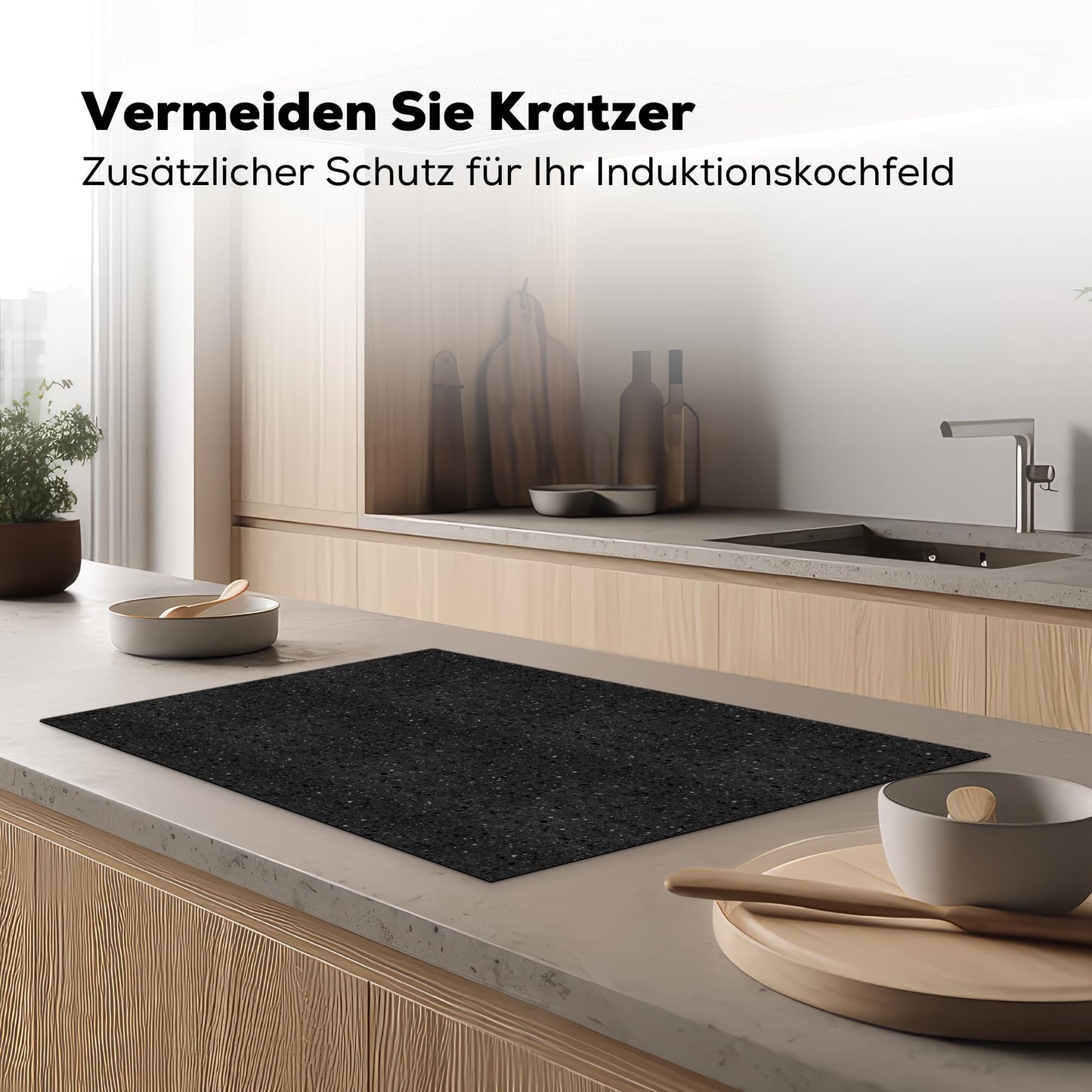 KitchenYeah© Stove Cover One-Piece Kitchen Stove Cover Induction Cooktop Glass Ceramic Stove Covers Vinyl Mat Rollable Granite - Black - Gray - Dark - 81x52 cm